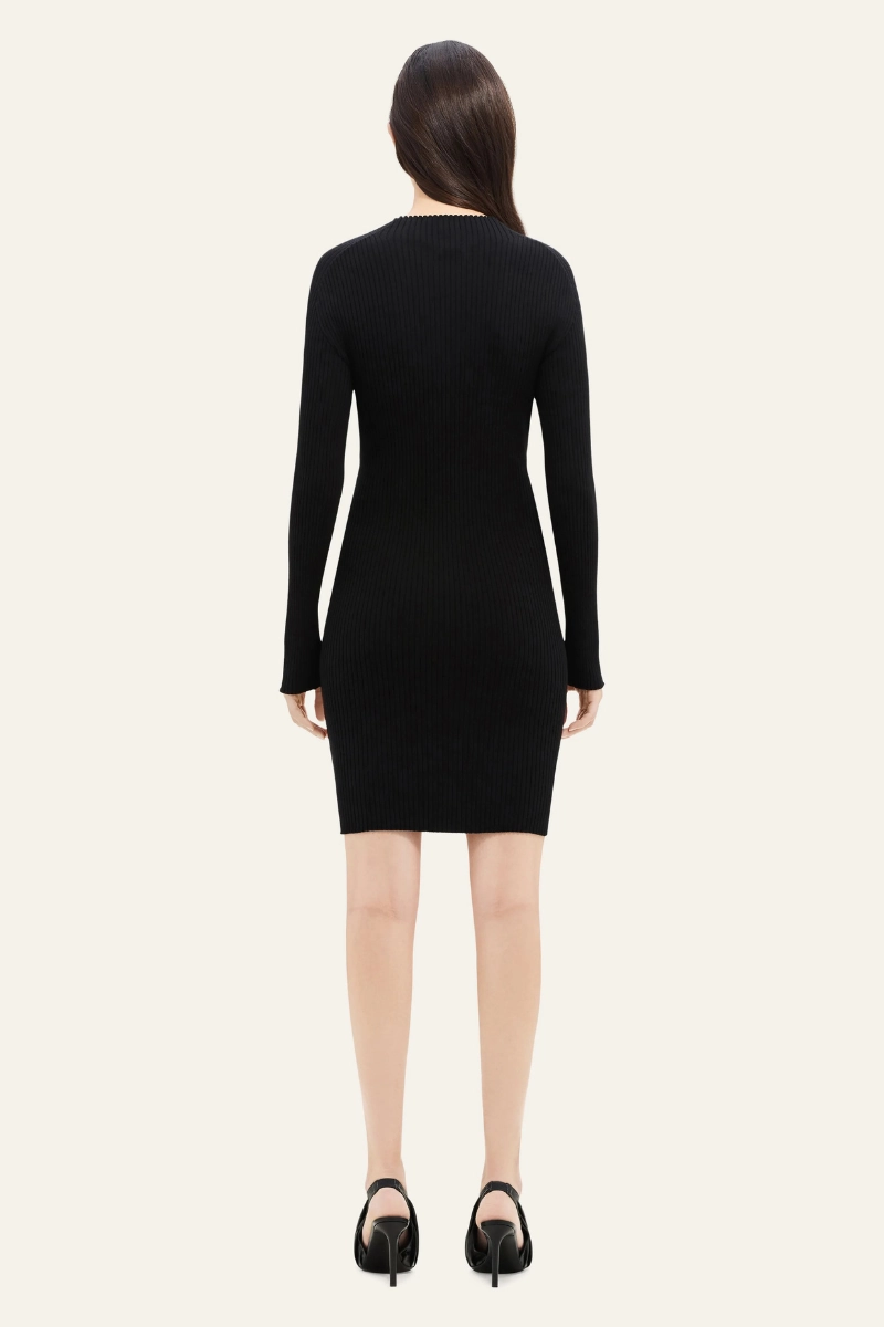 loose silhouette Contrast Frame Rib Knit Mini Dress