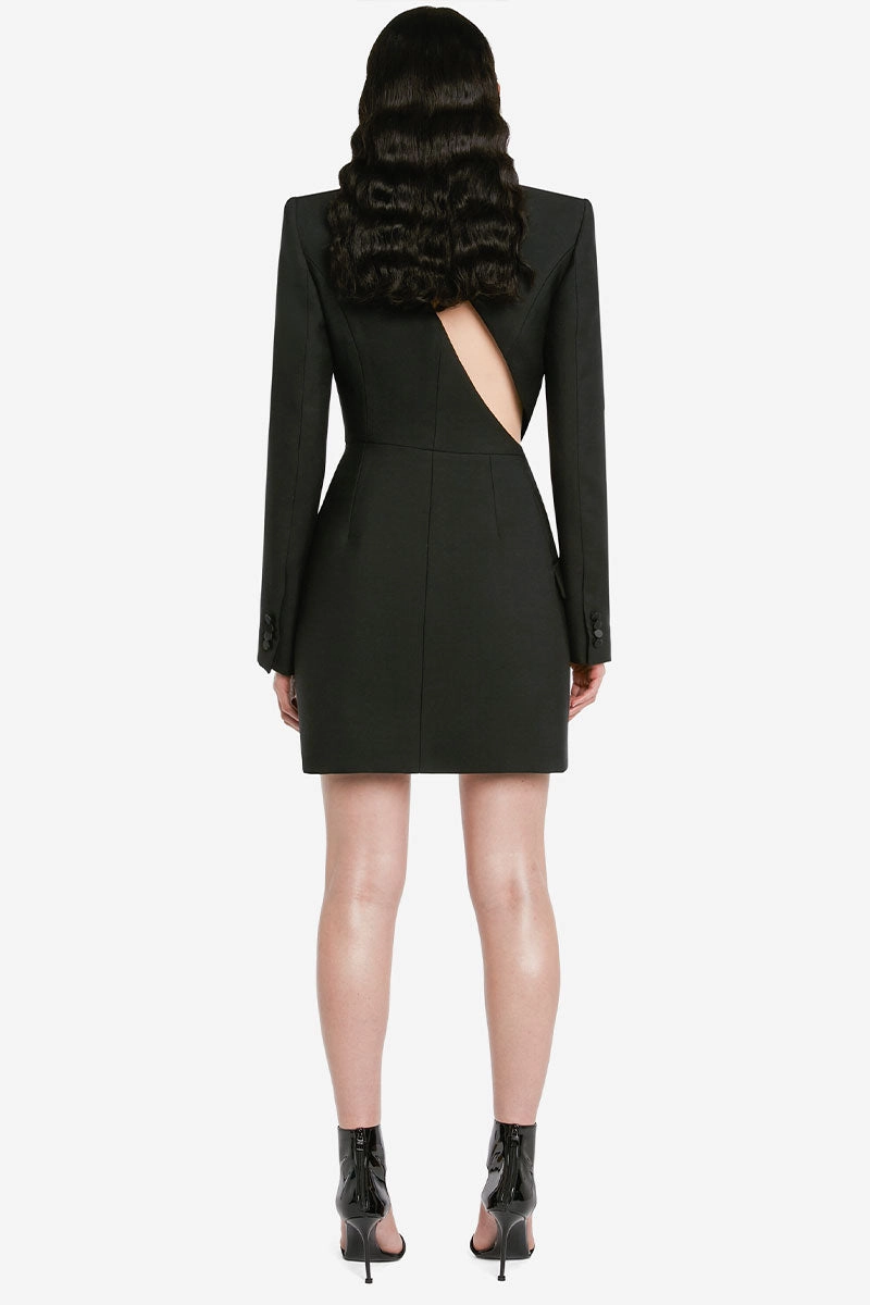 Slashed Tuxedo Dress Earth-Tone Lightweight Comfort