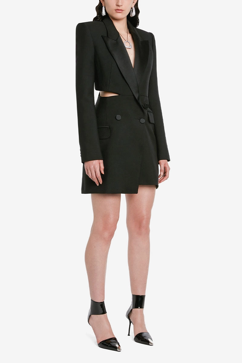 Subtle Charm Slashed Tuxedo Dress