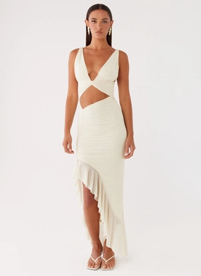 Glam Feel Luna Eclipse Cut Out Maxi Dress - Lemon