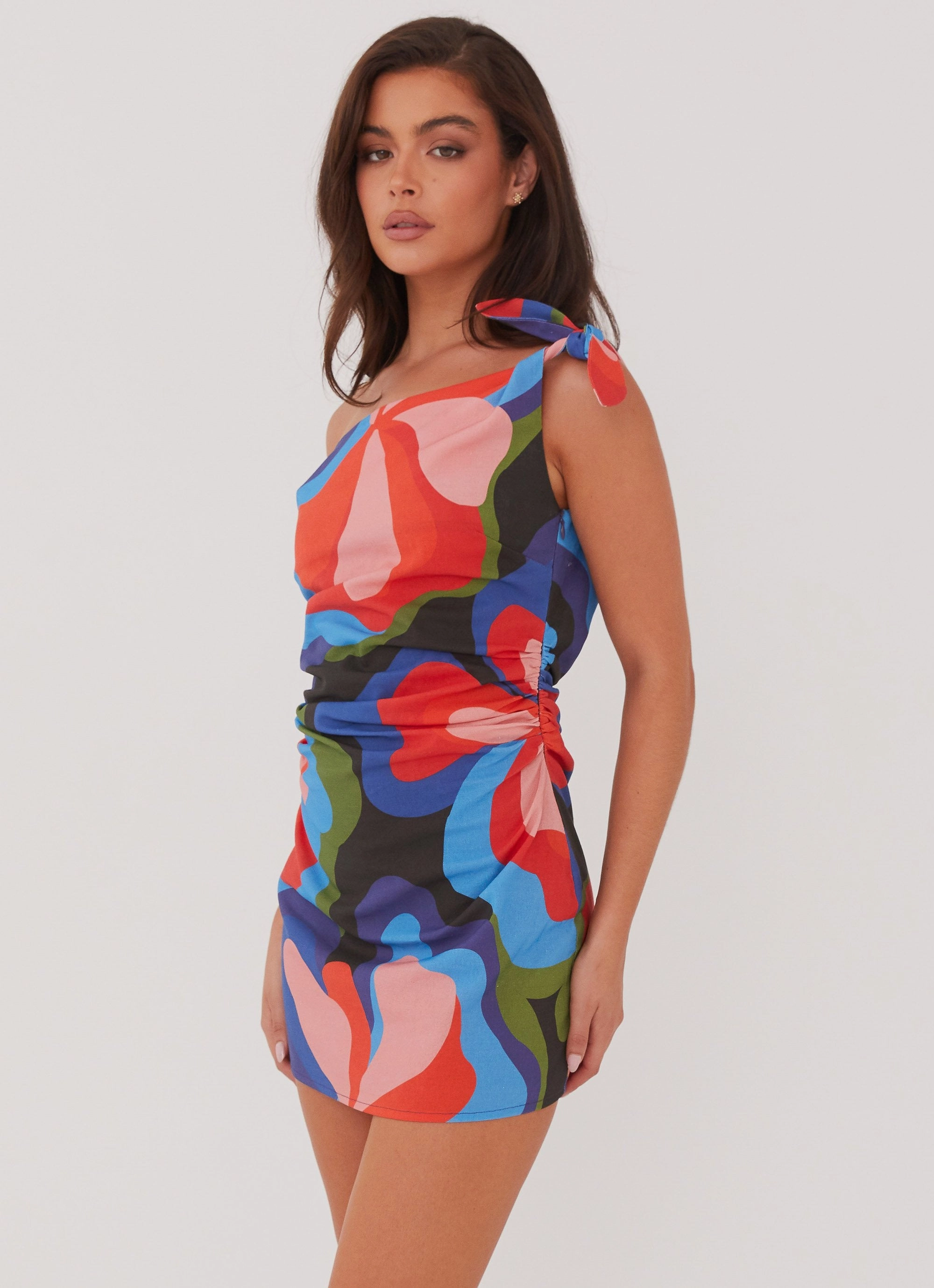 Amazonia Linen Mini Dress - Floral Fantasy Versatile and Comfortable