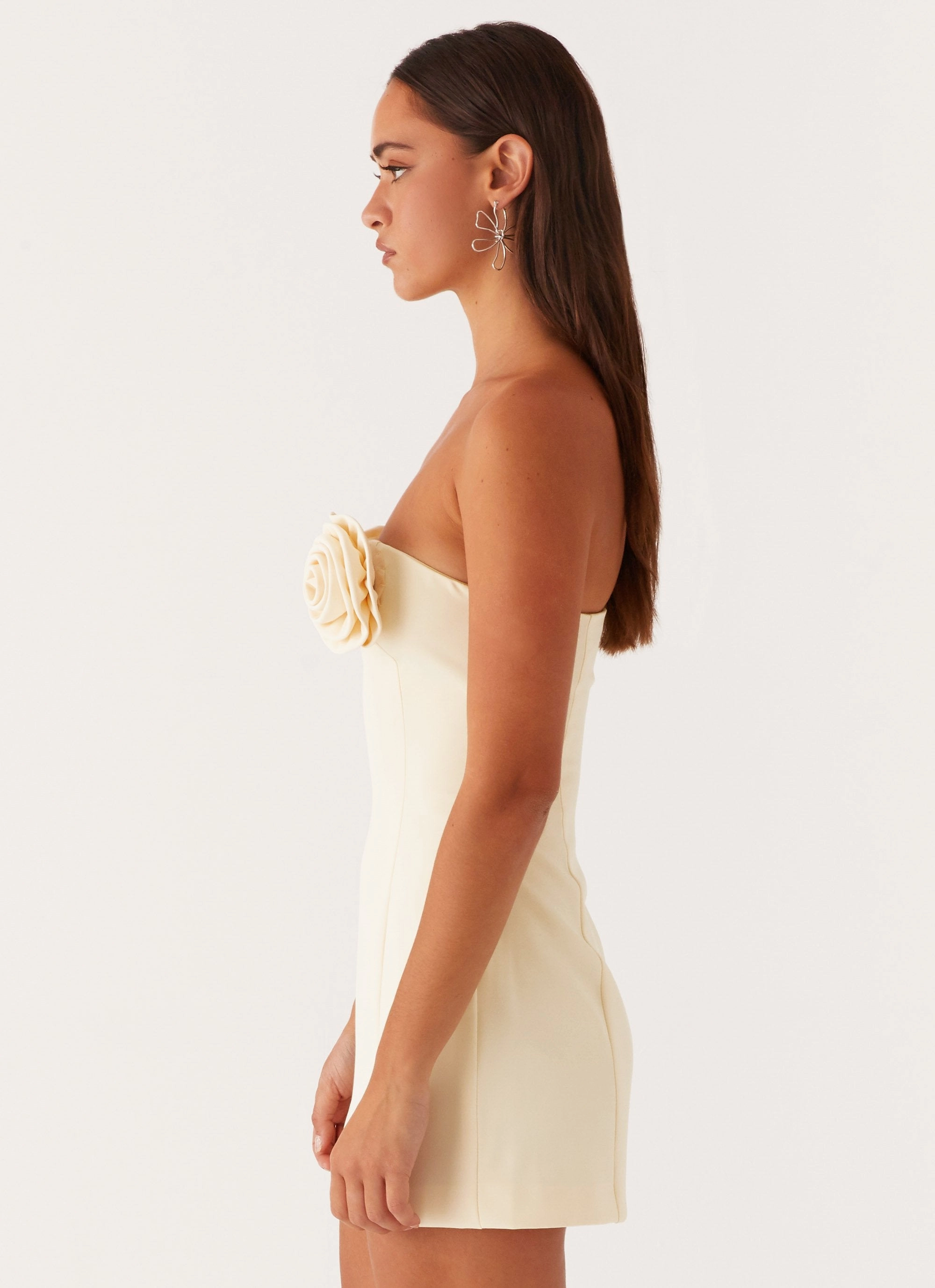 Patsie Strapless Mini Dress - Yellow Sleek Movement