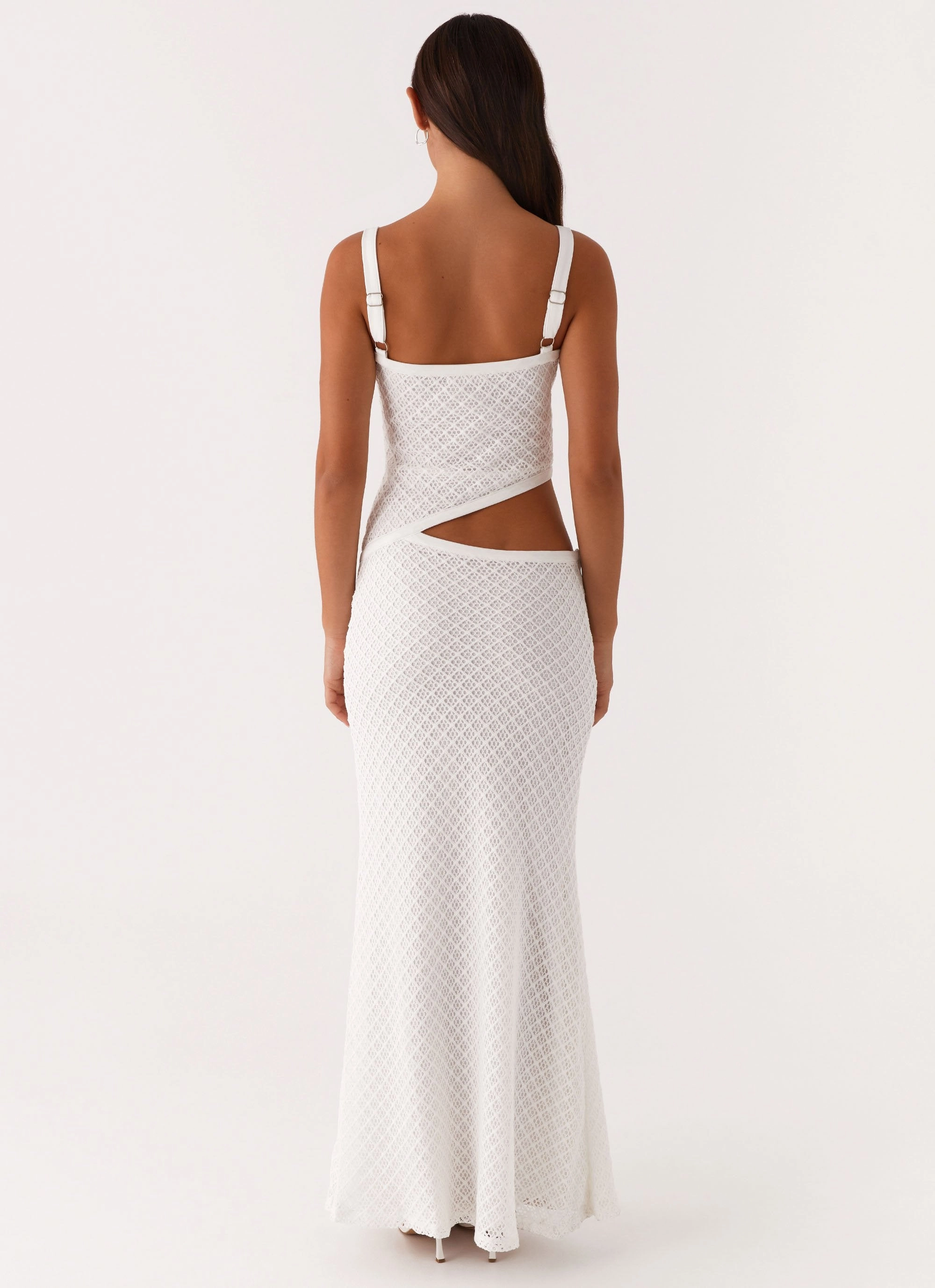 Mixed Fabric Jocelyn Maxi Dress - White Crochet