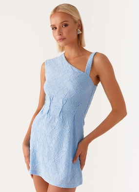 Emerging-Brand Silk-Blend Poppy Mini Dress - Baby Blue