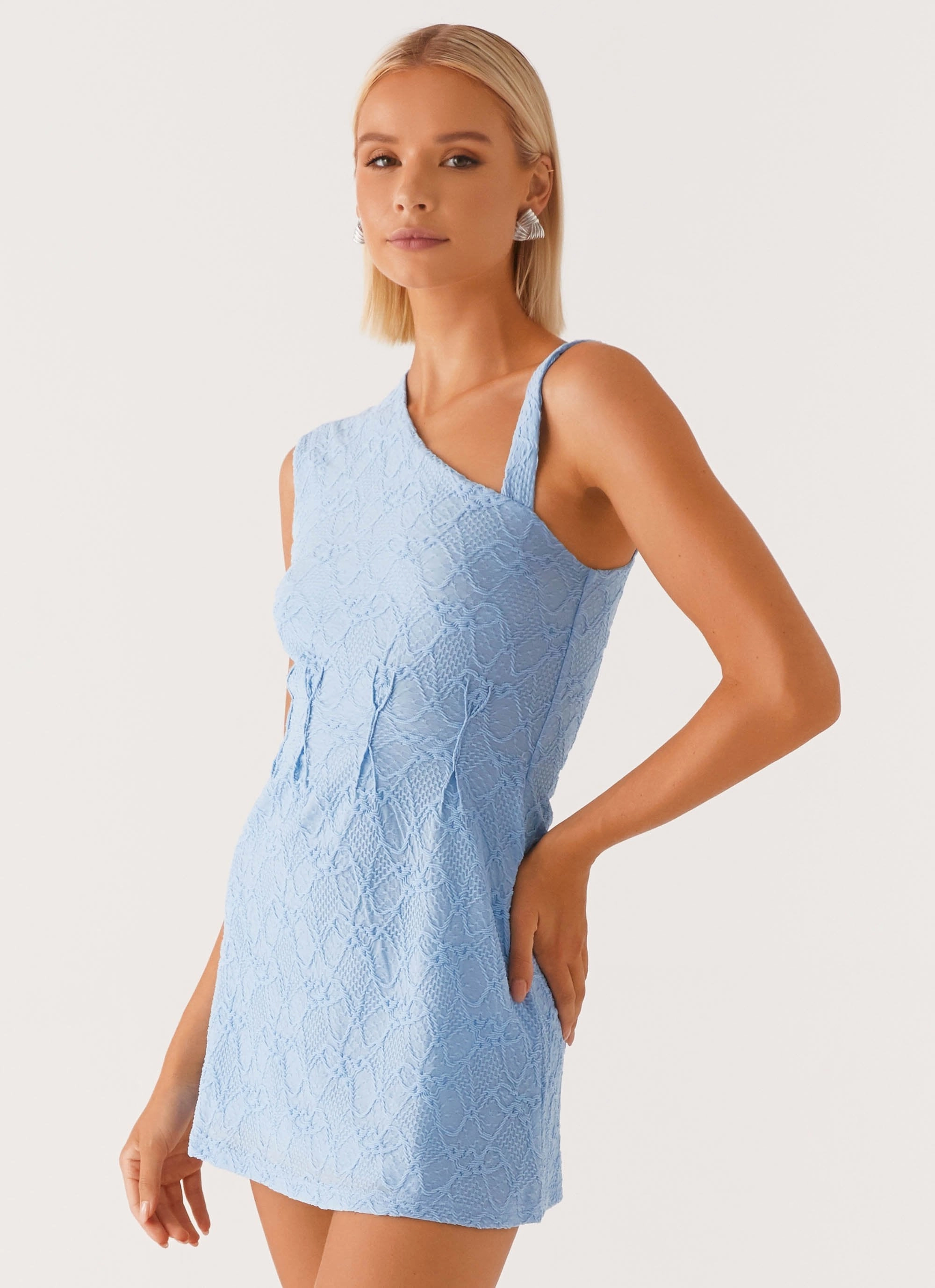 Poppy Mini Dress - Baby Blue Sleek Layer Classic Touch
