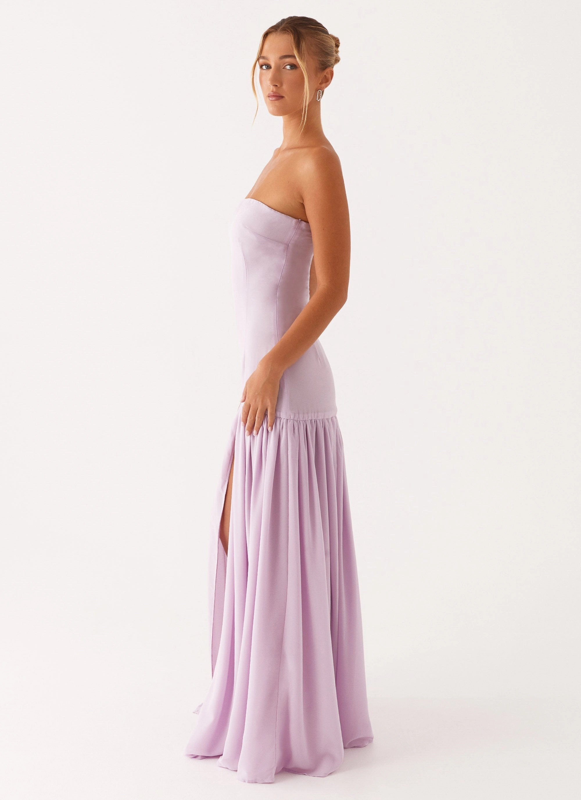 Eden Strapless Maxi Dress - Lilac Neutral Mood Fall Inspired