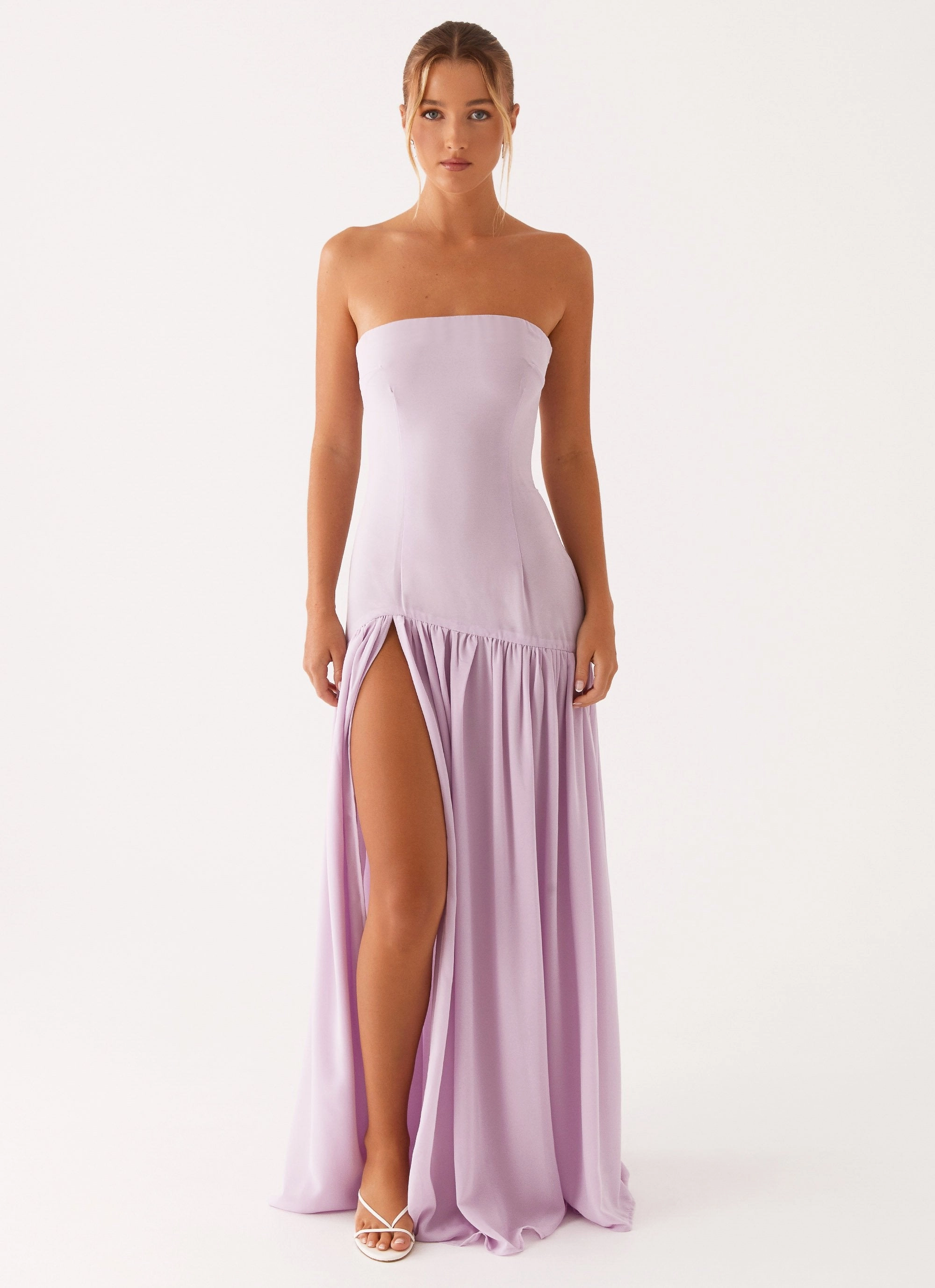 Feminine full-length gown Eden Strapless Maxi Dress - Lilac