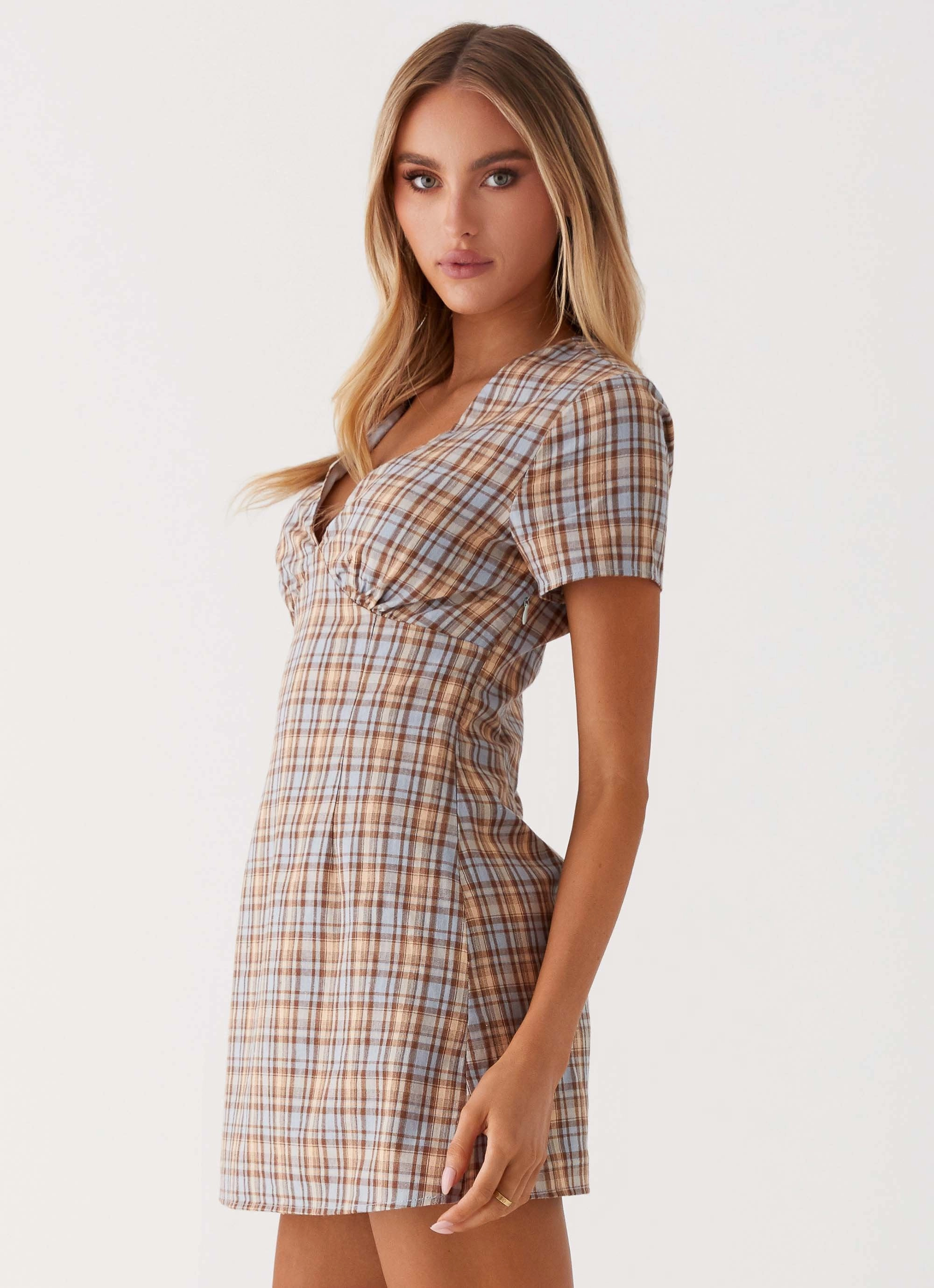 Niki Cap Sleeve Mini Dress - Check Luxury Feel