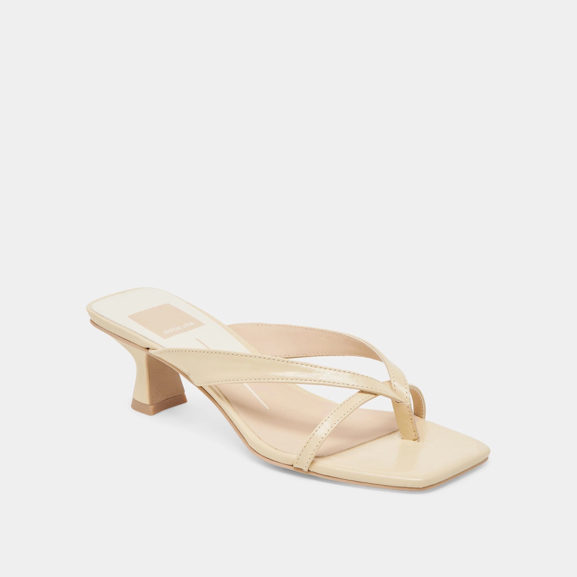 BREVEL WIDE HEELS LIGHT YELLOW LEATHER Breathable fabric