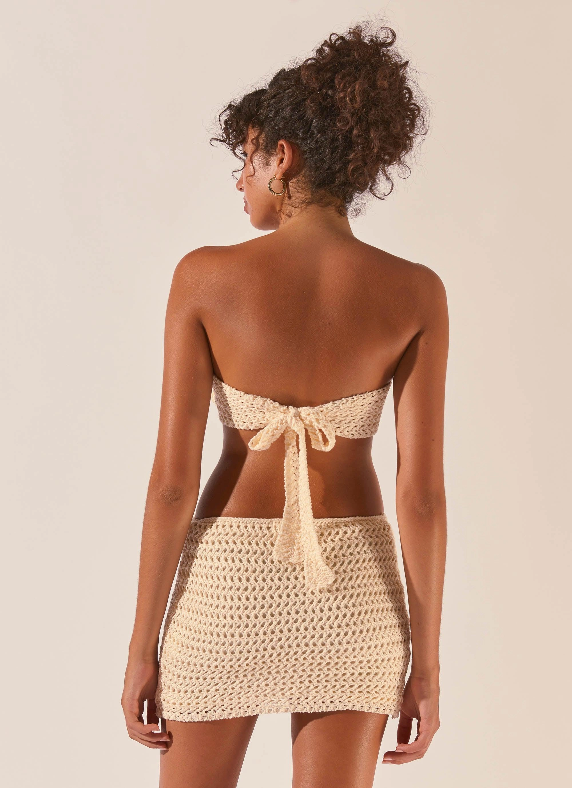 Balmy Nights Crochet Mini Dress - Seashell Versatile Layer