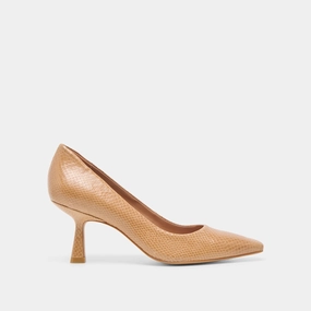 BRIONA HEELS WHISKEY EMBOSSED LEATHER High Fashion Shoes Dance Floor