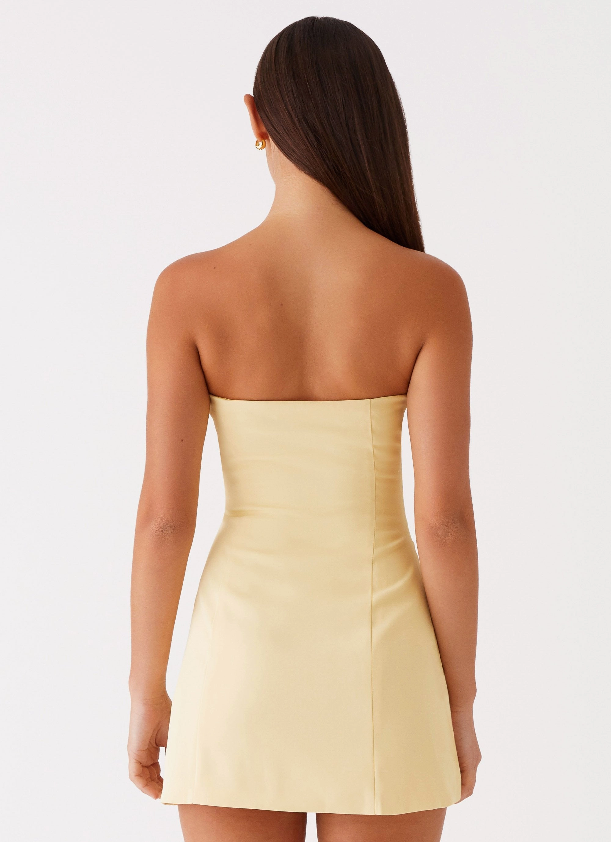 Ayanna Strapless Mini Dress - Yellow Light Bow