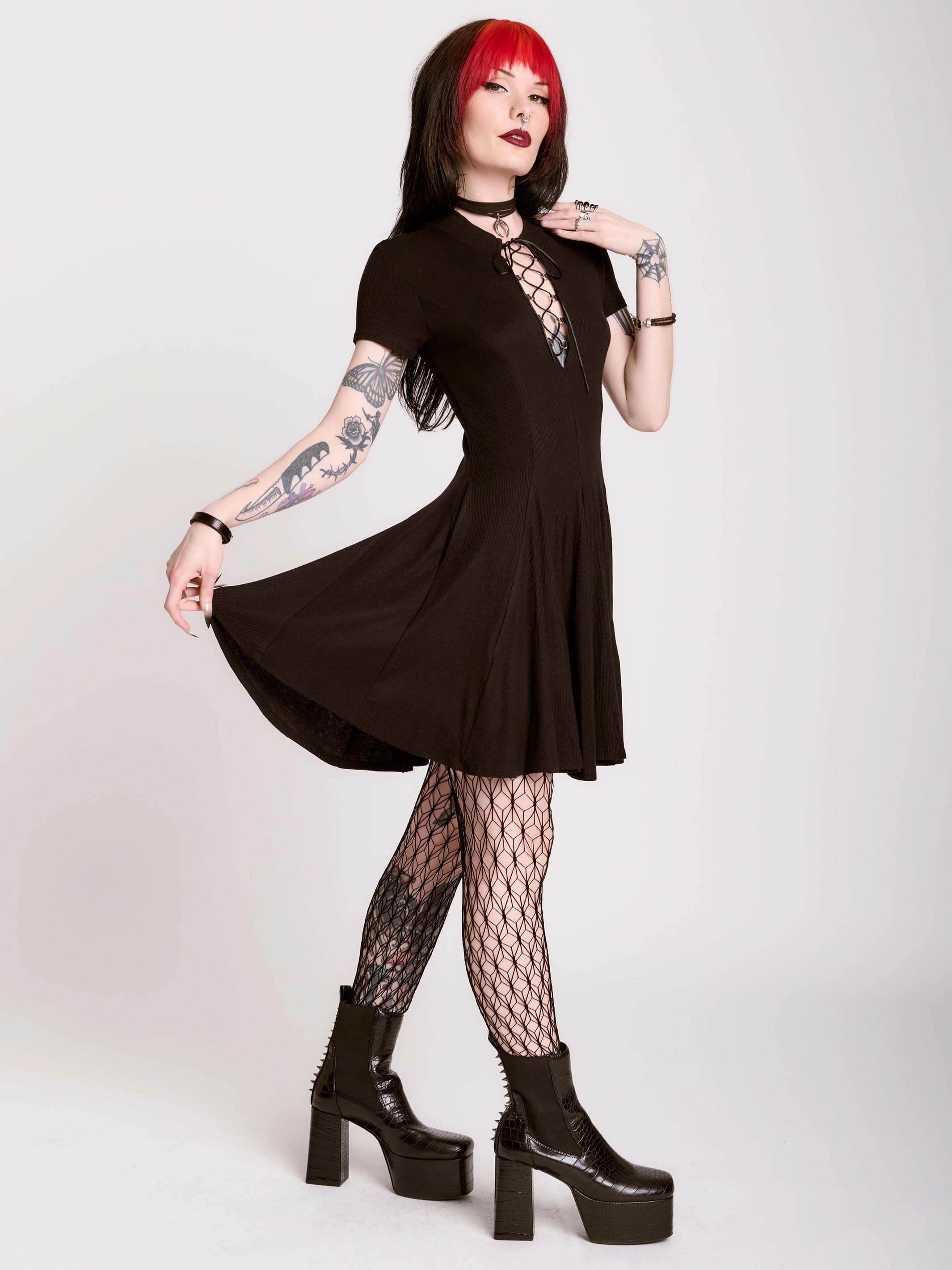 Lace Up Skater Dress Street Flex