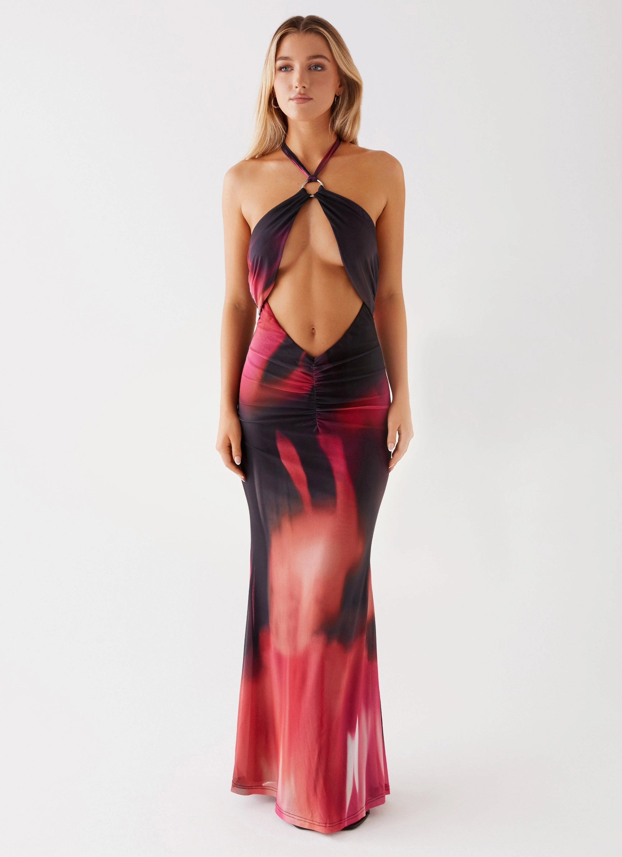 Elegant Layering Rheanna Maxi Dress - Pink Print