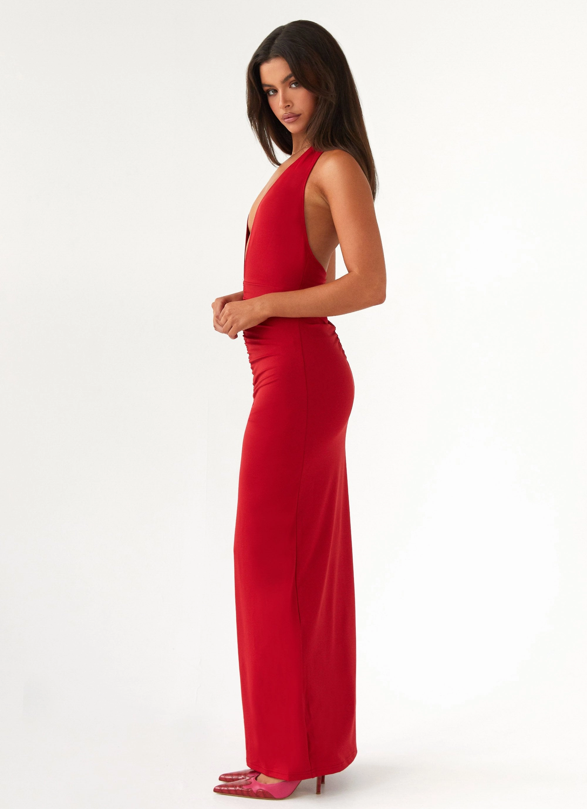 Whisked Away Halterneck Maxi Dress - Red Boho Aesthetic New York