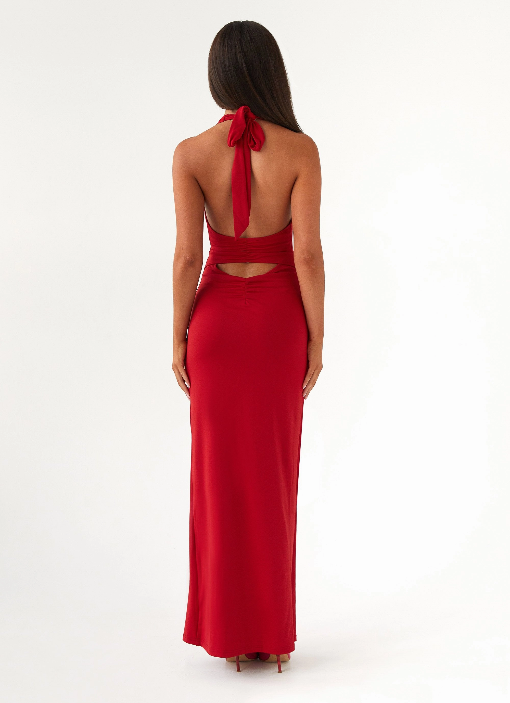 Light Shape Office Smart Whisked Away Halterneck Maxi Dress - Red
