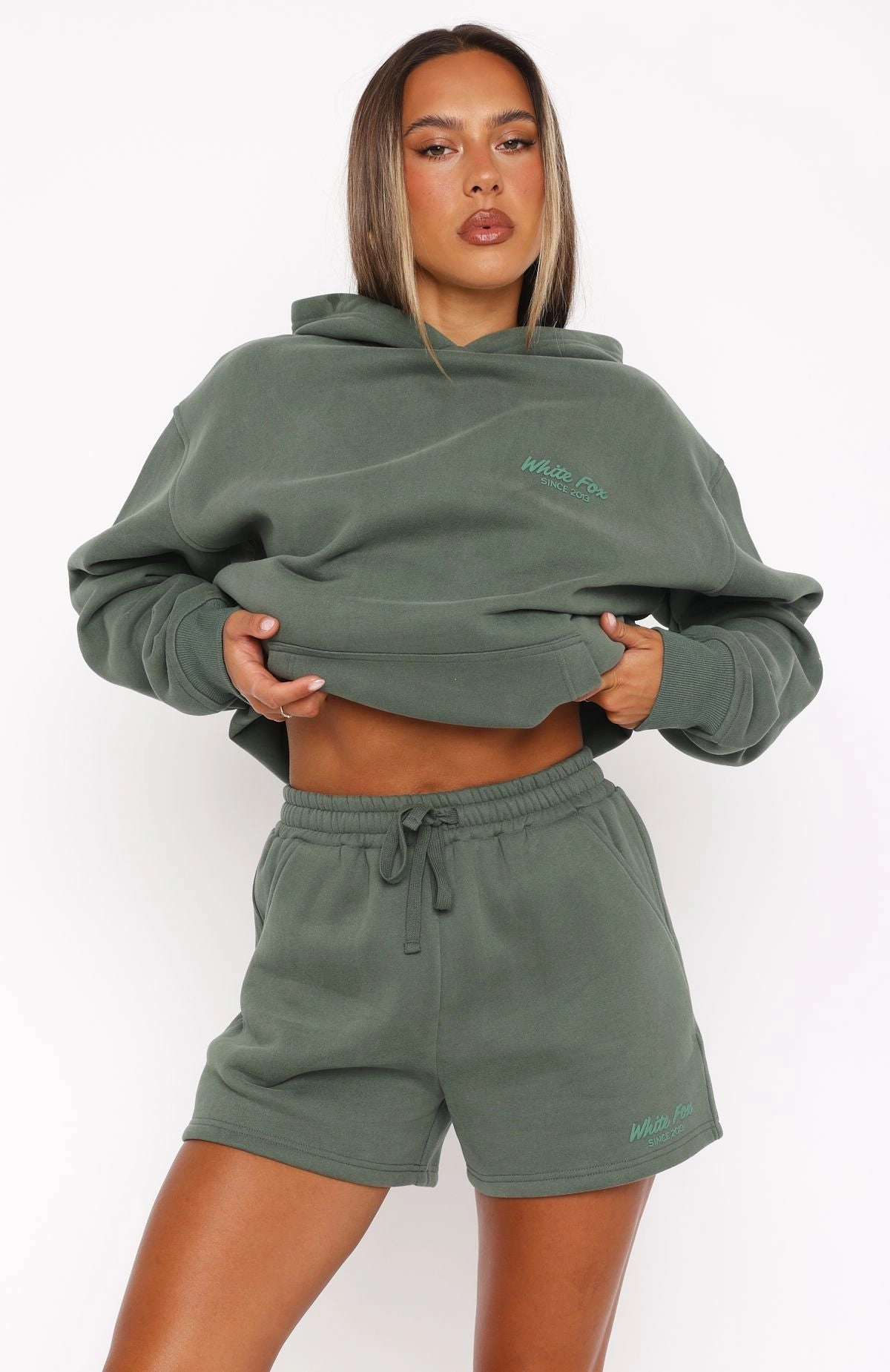 Stretchy Waist Leisure Edition Lounge Shorts Dark Green