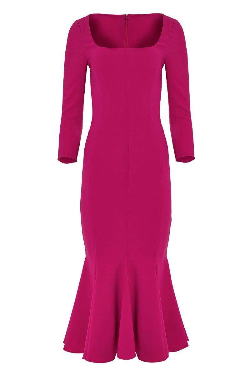 Fluid Crepe Trumpet Dress Chic Layered Wear
