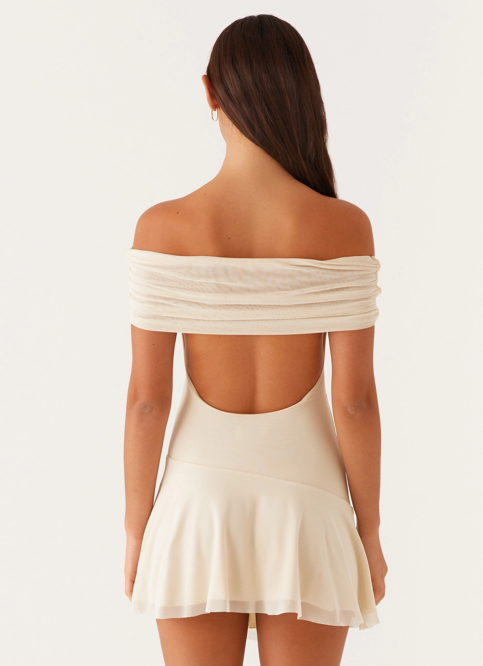 Smooth Curve Vintage Style Finola Off Shoulder Mini Dress - Pastel Yellow