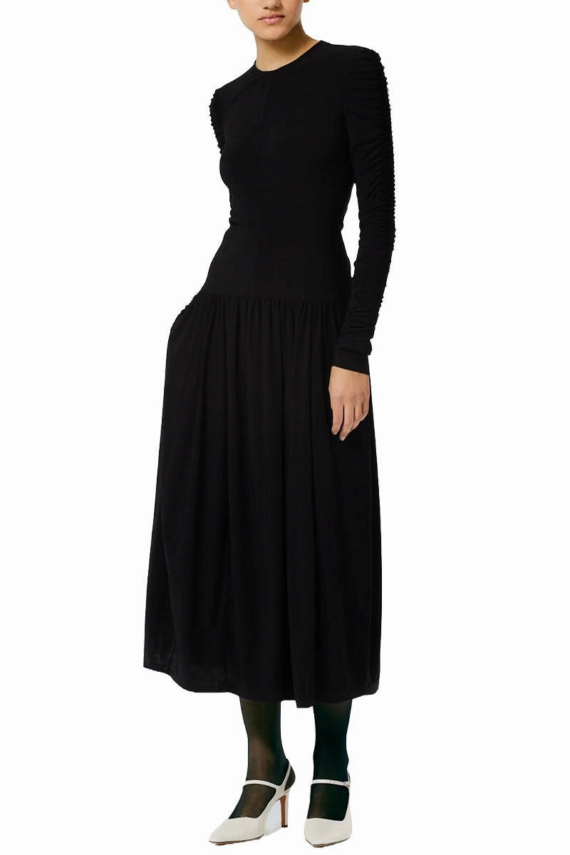 Drapey Jersey Ruched Dress Hook-And-Eye Modern Movement