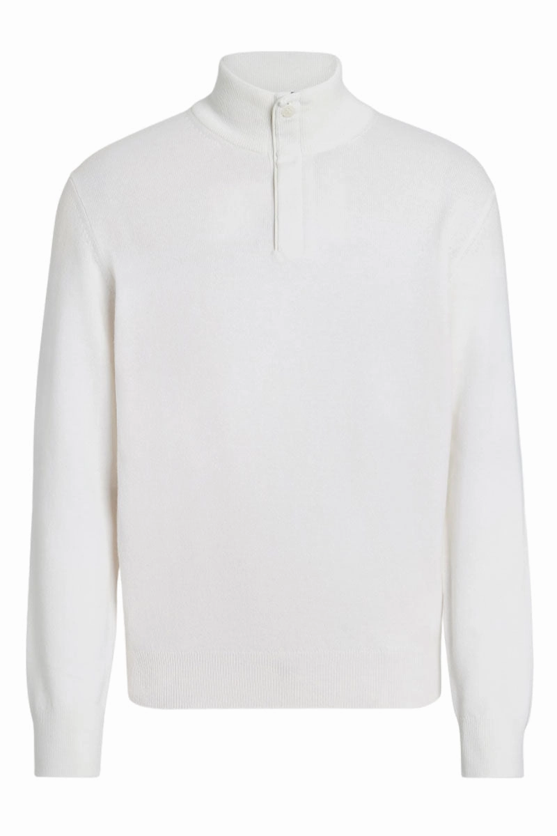 Oasi Cashmere Zip Mock Sweater Flexible Drop Shoulder