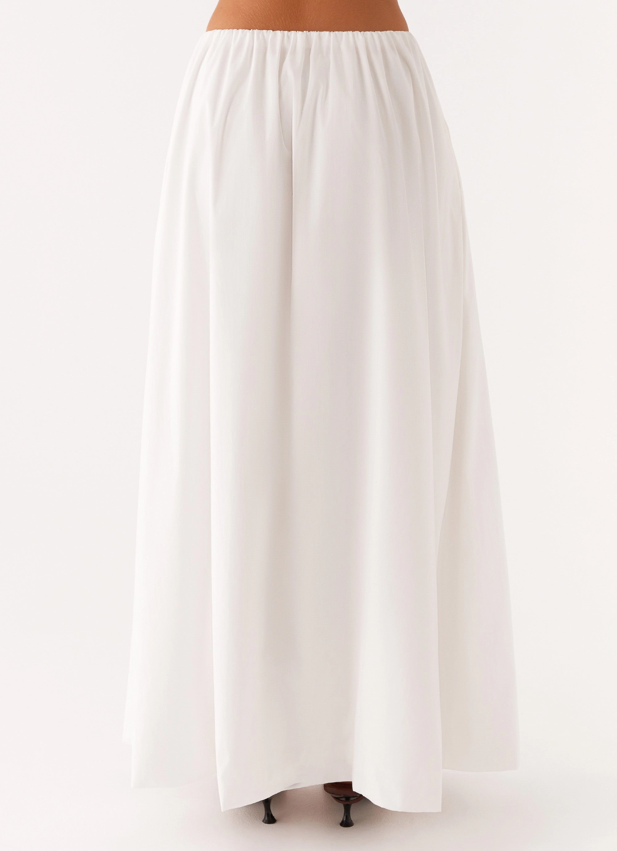 Cheryl Maxi Skirt - White Crisp Finish Shirred Back