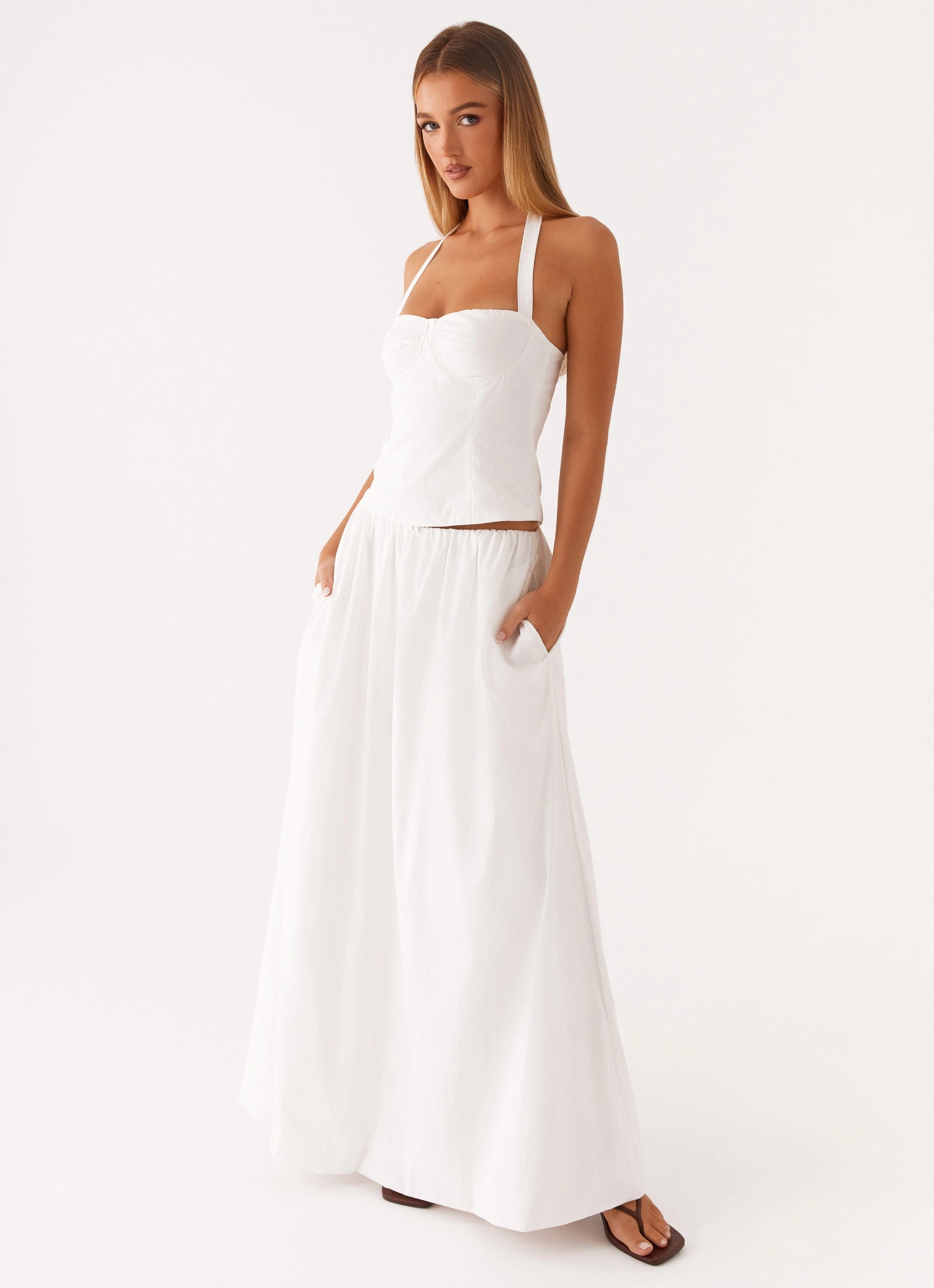 Easy Layer Everyday Vibe Cheryl Maxi Skirt - White