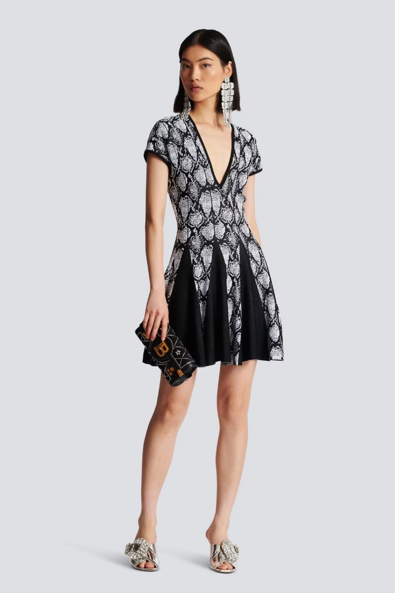 Snakeskin Jacquard Dress Classy Look