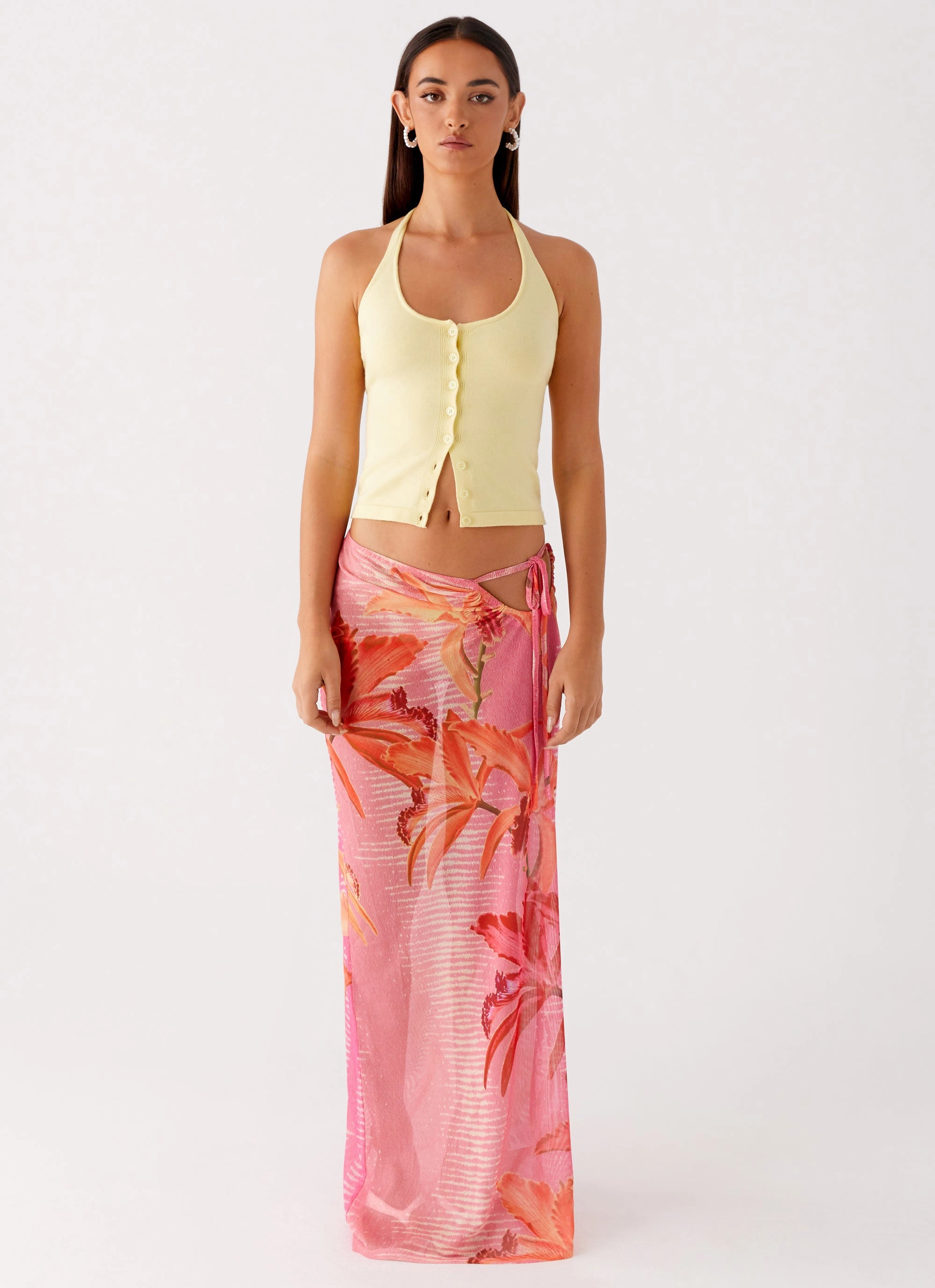 Jovani Maxi Skirt - Tropical Pink Print investment piece Timeless Wear