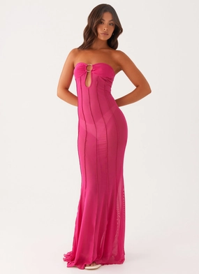 Soft Hue Belted-Style Kennedy Maxi Dress - Fuchsia
