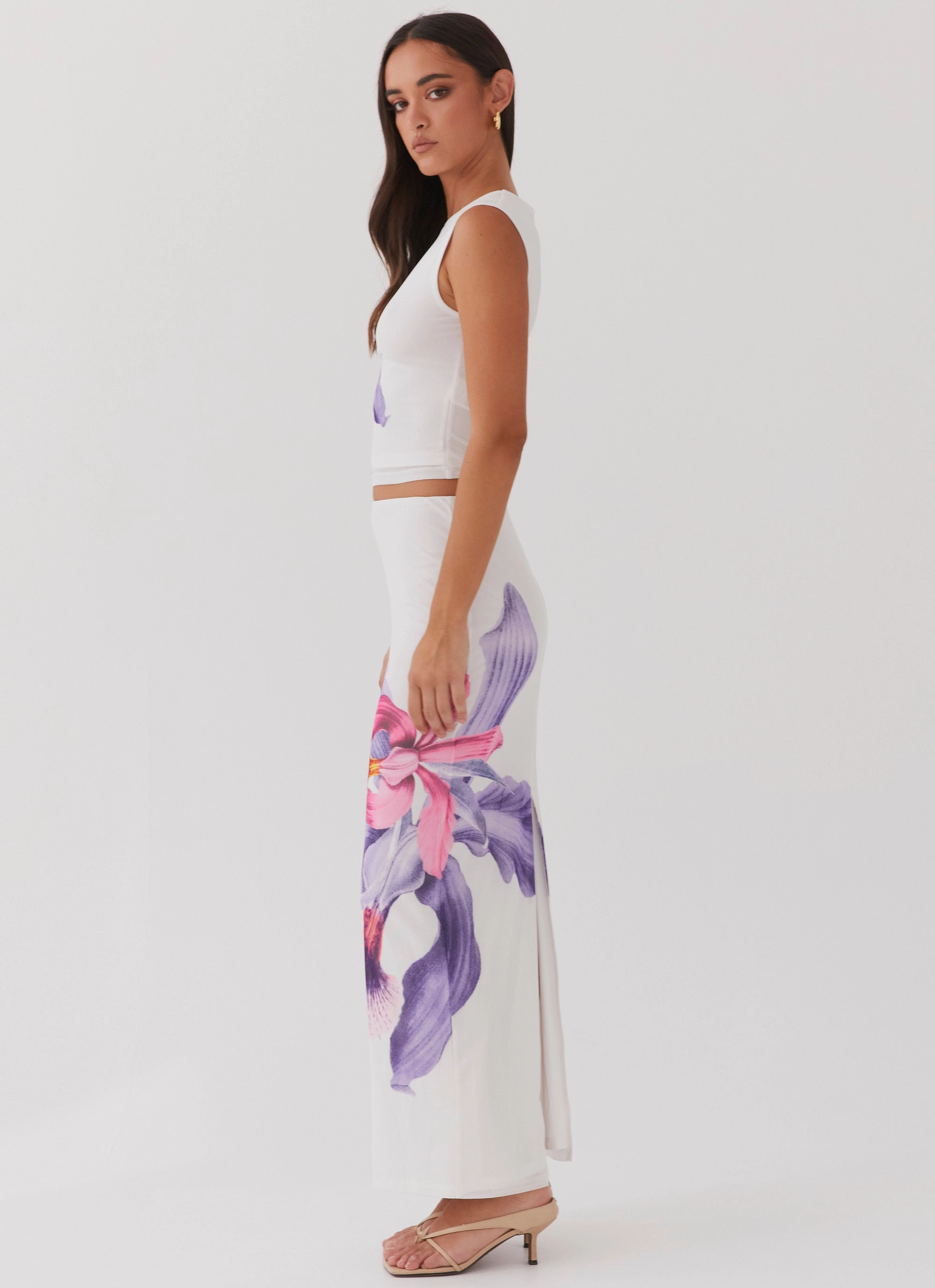 Waiting For Dawn Mesh Maxi Skirt - White Plus size option