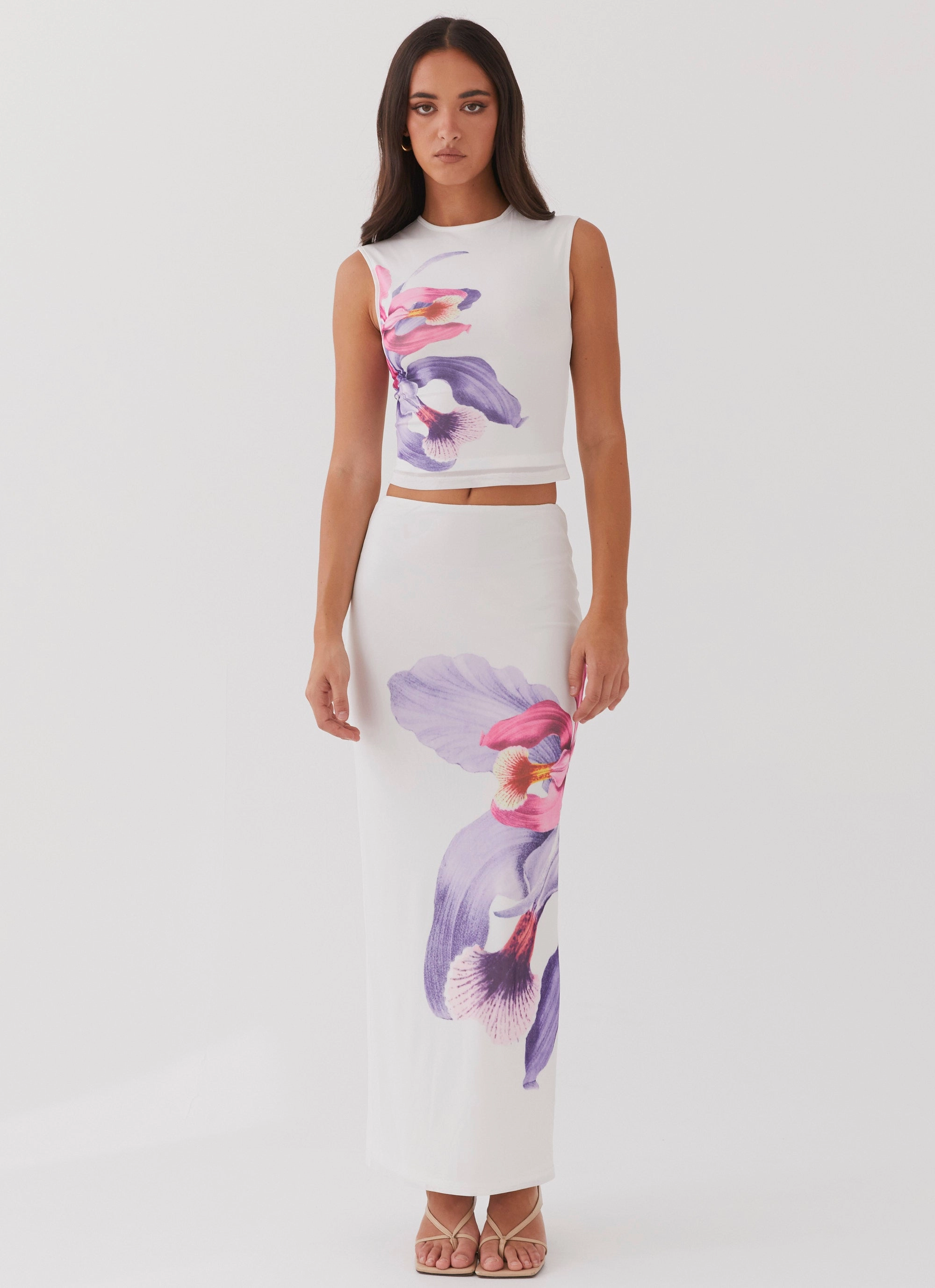 Custom made Heat Dissipating Fabric Waiting For Dawn Mesh Maxi Skirt - White