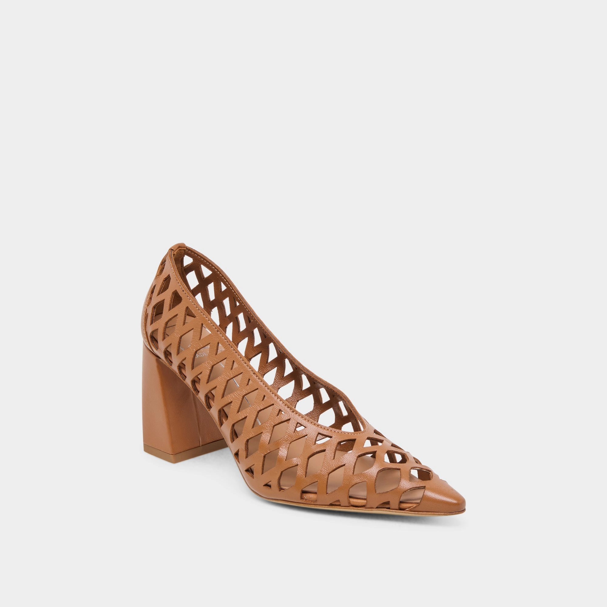 TANYA HEELS COGNAC WOVEN LEATHER Travel Safe