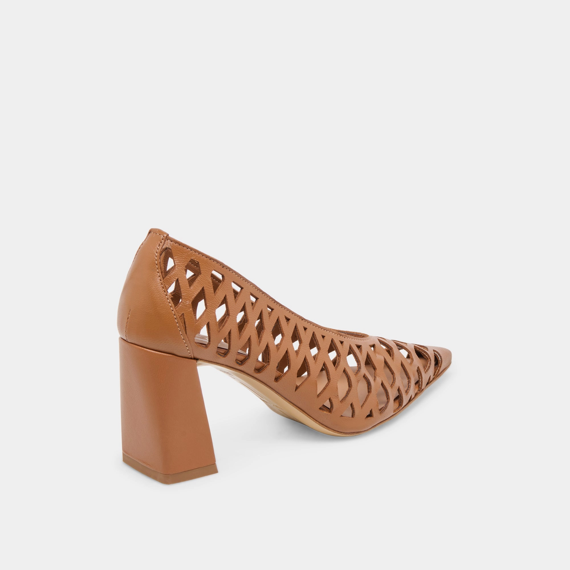 TANYA HEELS COGNAC WOVEN LEATHER Trendy Heels