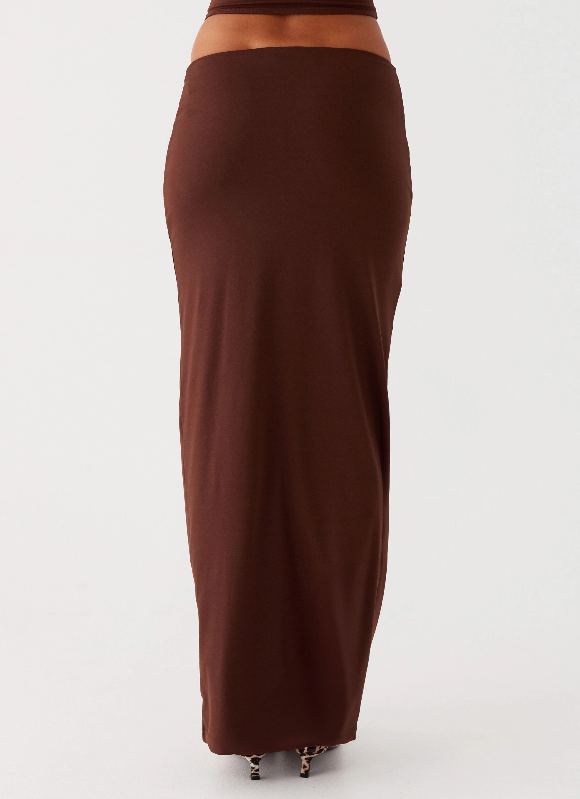 Solace Soul Maxi Skirt - Chocolate Laser Cut Edges Season To Season