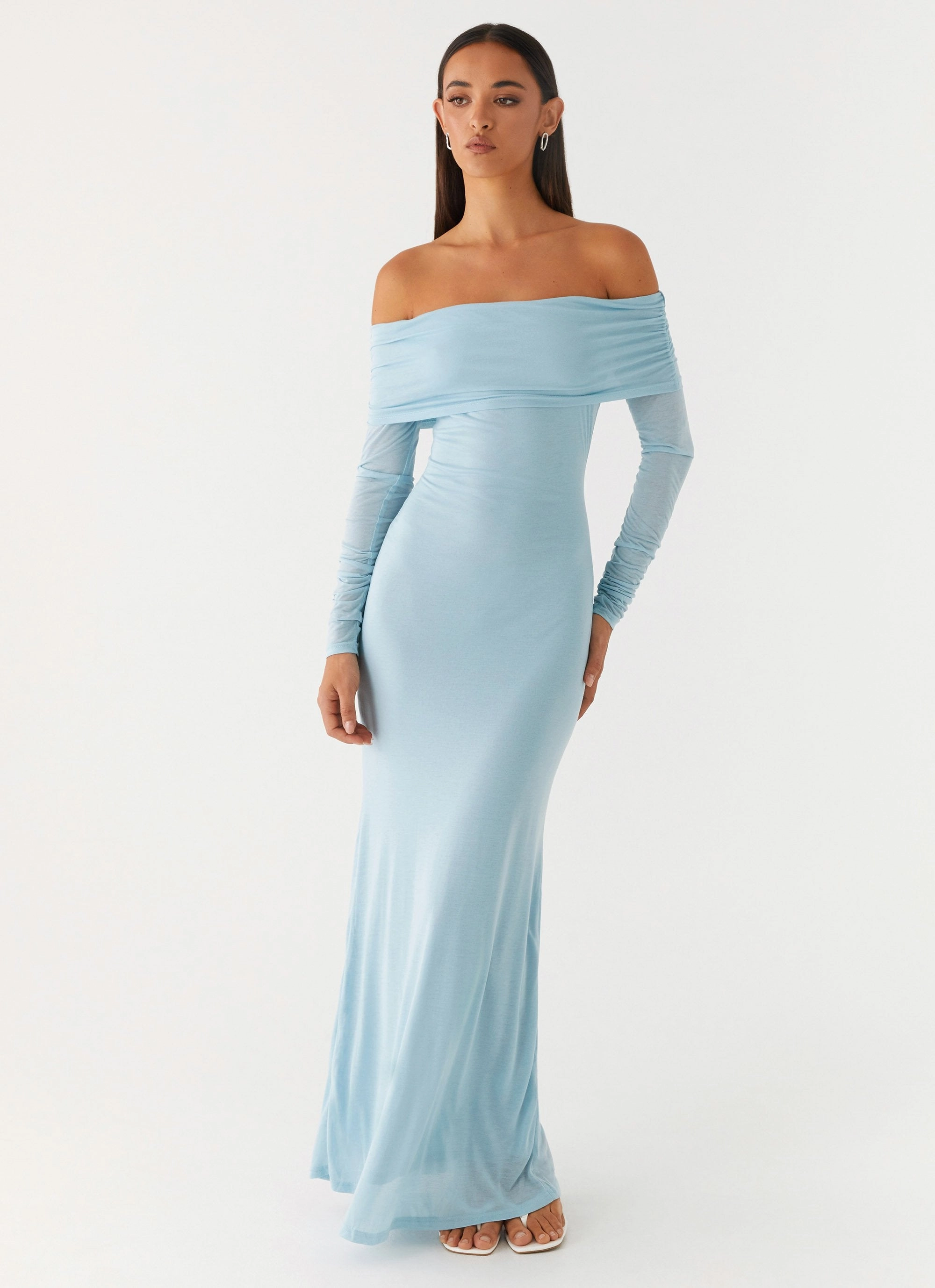 Comfort Layer Cocoa Long Sleeve Maxi Dress - Blue