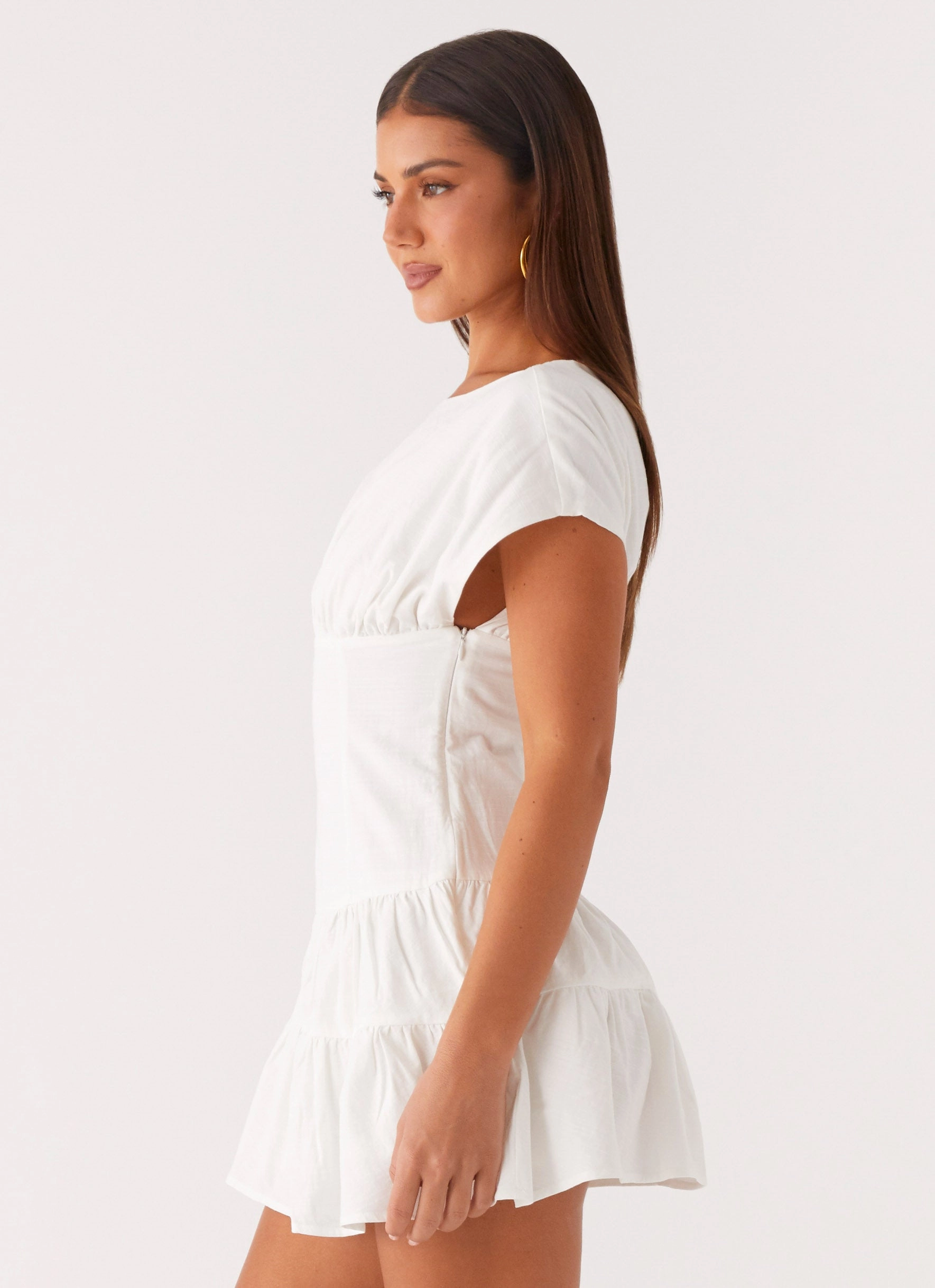 Soft Silhouette Ember Haze Boat Neck Mini Dress - Off White