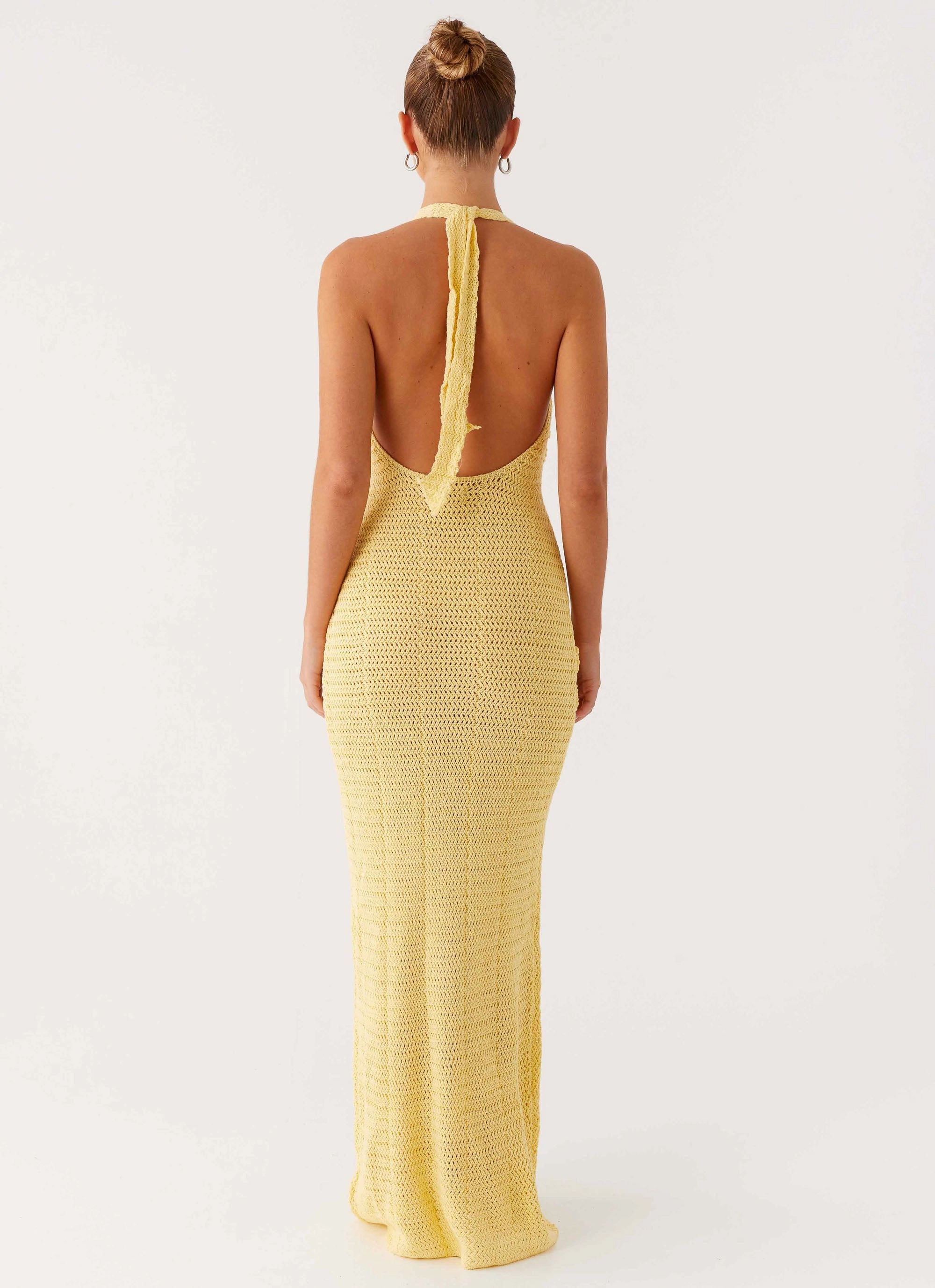 Novalee Flower Crochet Maxi Dress - Yellow Stylish Silhouette Floor-Length