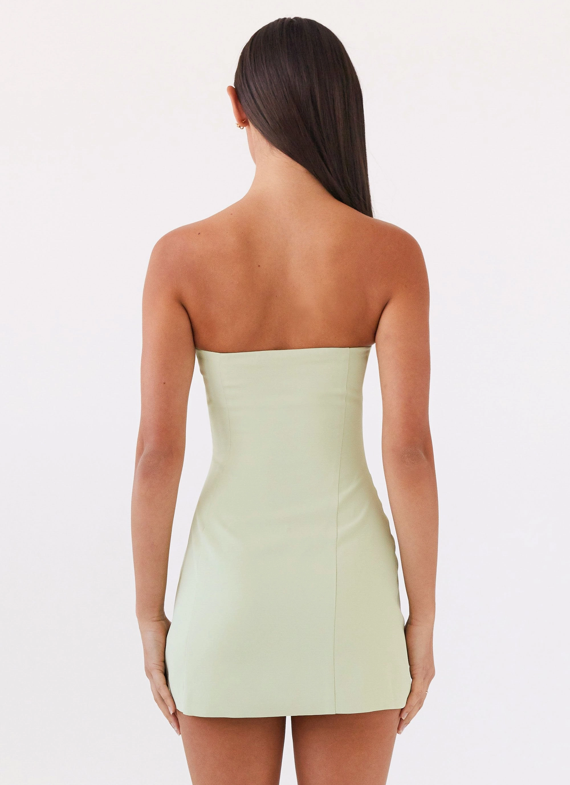 Long Sleeve slim fit Ayanna Strapless Mini Dress - Green Zest