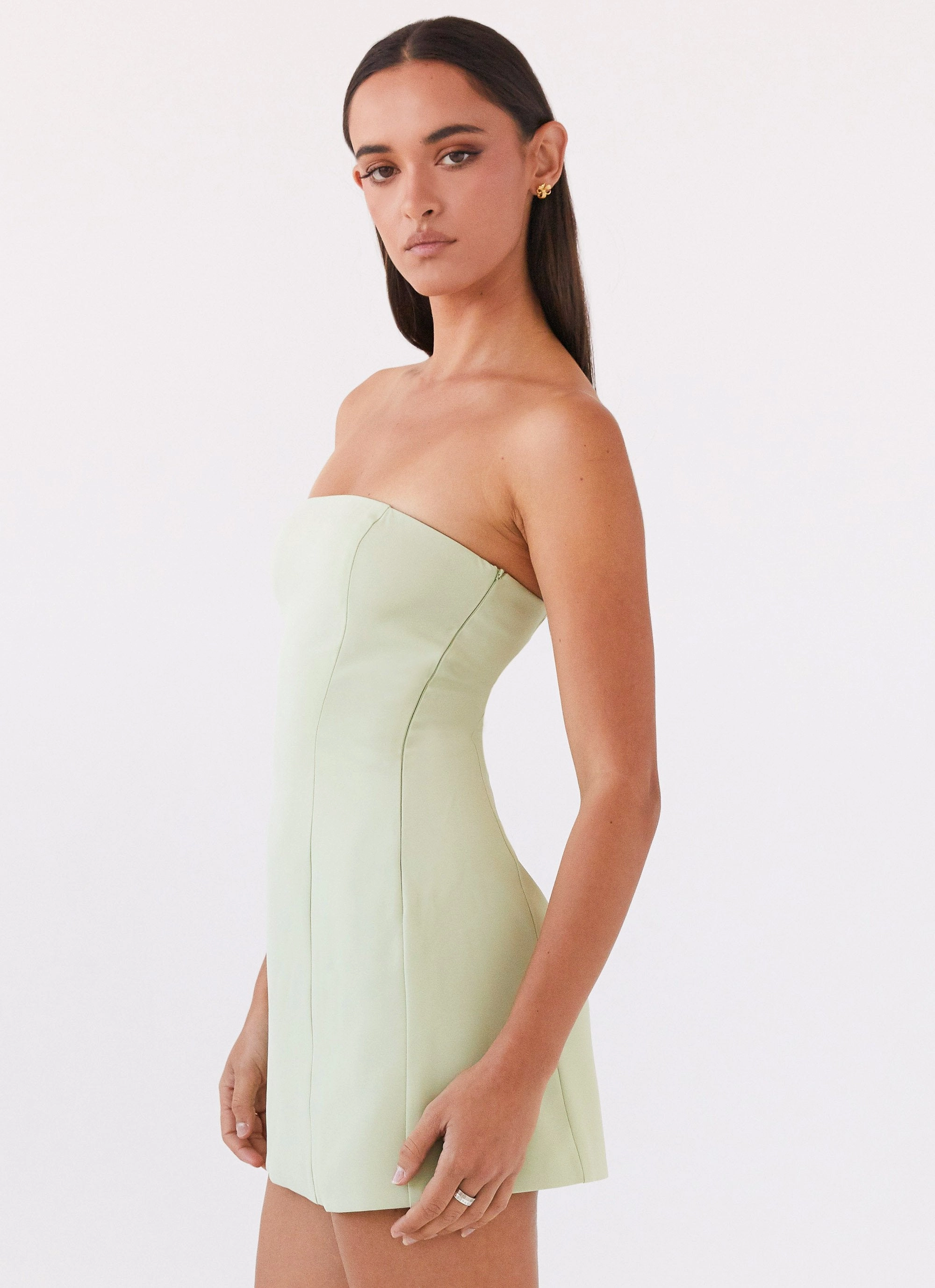 Natural Flow Relaxed-fit Ayanna Strapless Mini Dress - Green Zest
