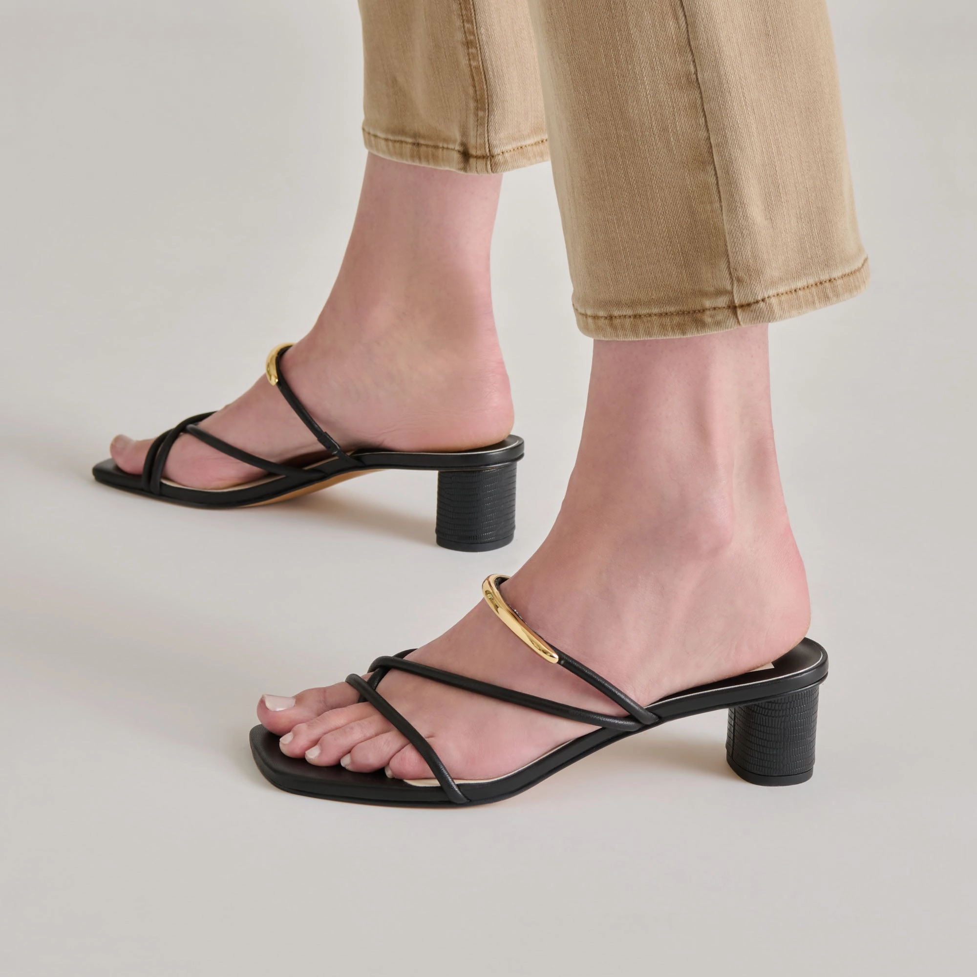 Open Back NAIRA HEELS BLACK LEATHER