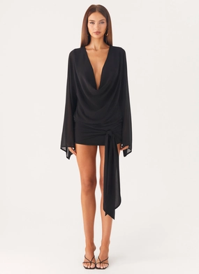 Fluid movement Sorrel Long Sleeve Mini Dress - Black