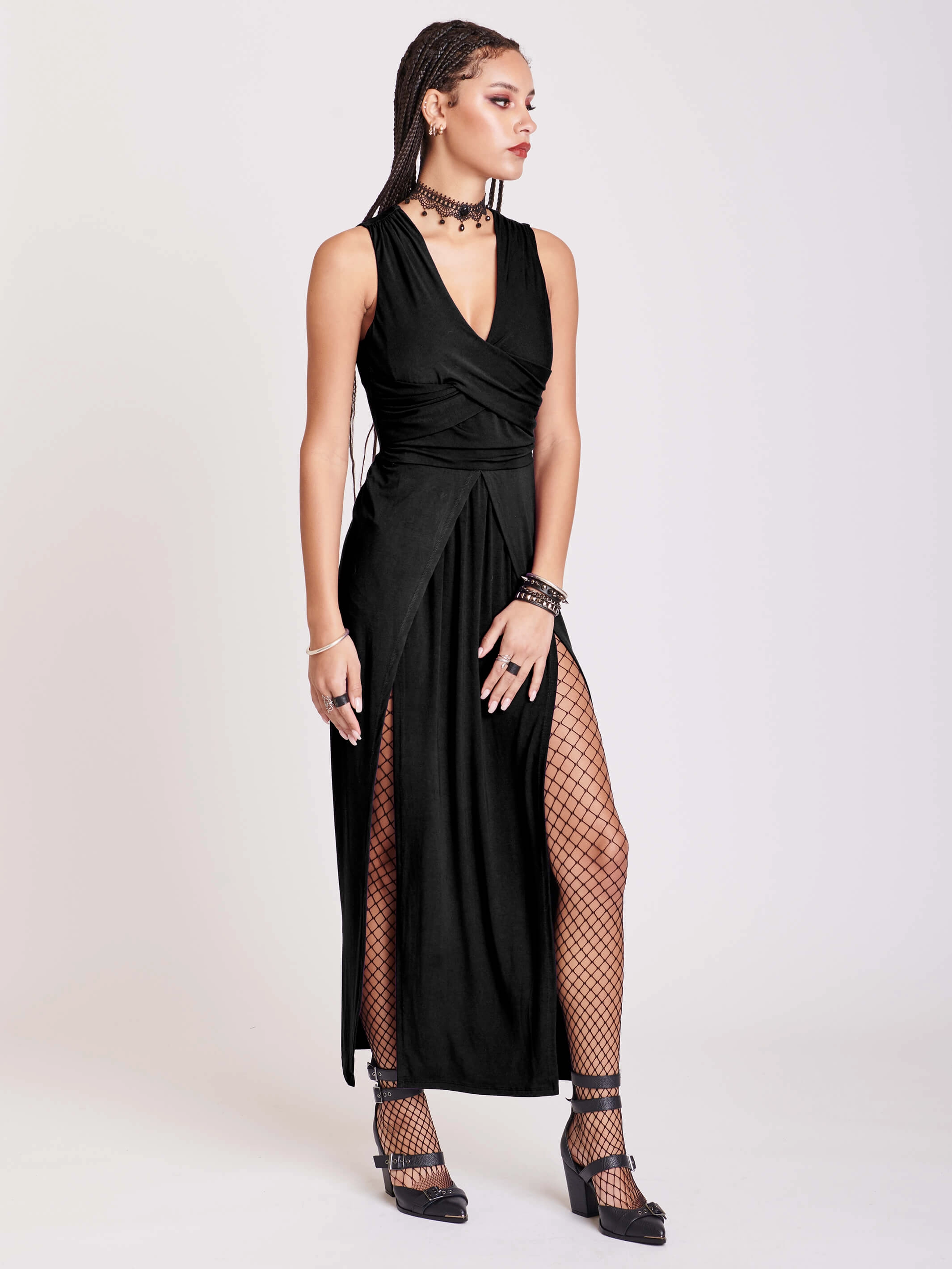 Black Twist Front Dress Color Pop