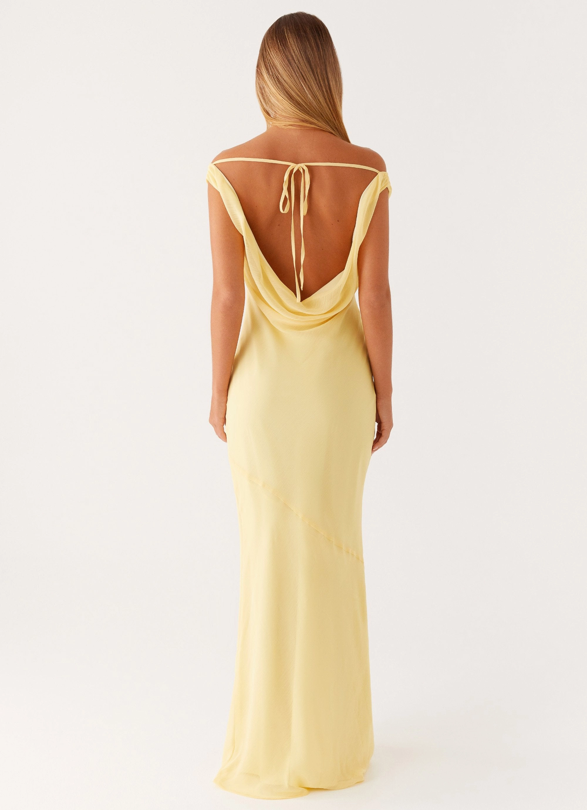 Brittany Chiffon Maxi Dress - Pastel Yellow Flattering Lines Clean Edge