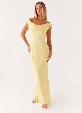 Satin Touch Brittany Chiffon Maxi Dress - Pastel Yellow
