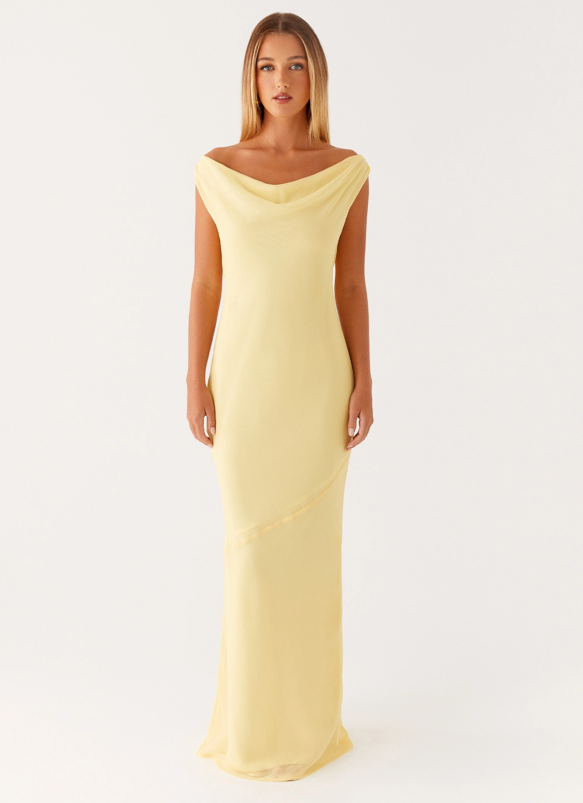 Light Finish Brittany Chiffon Maxi Dress - Pastel Yellow