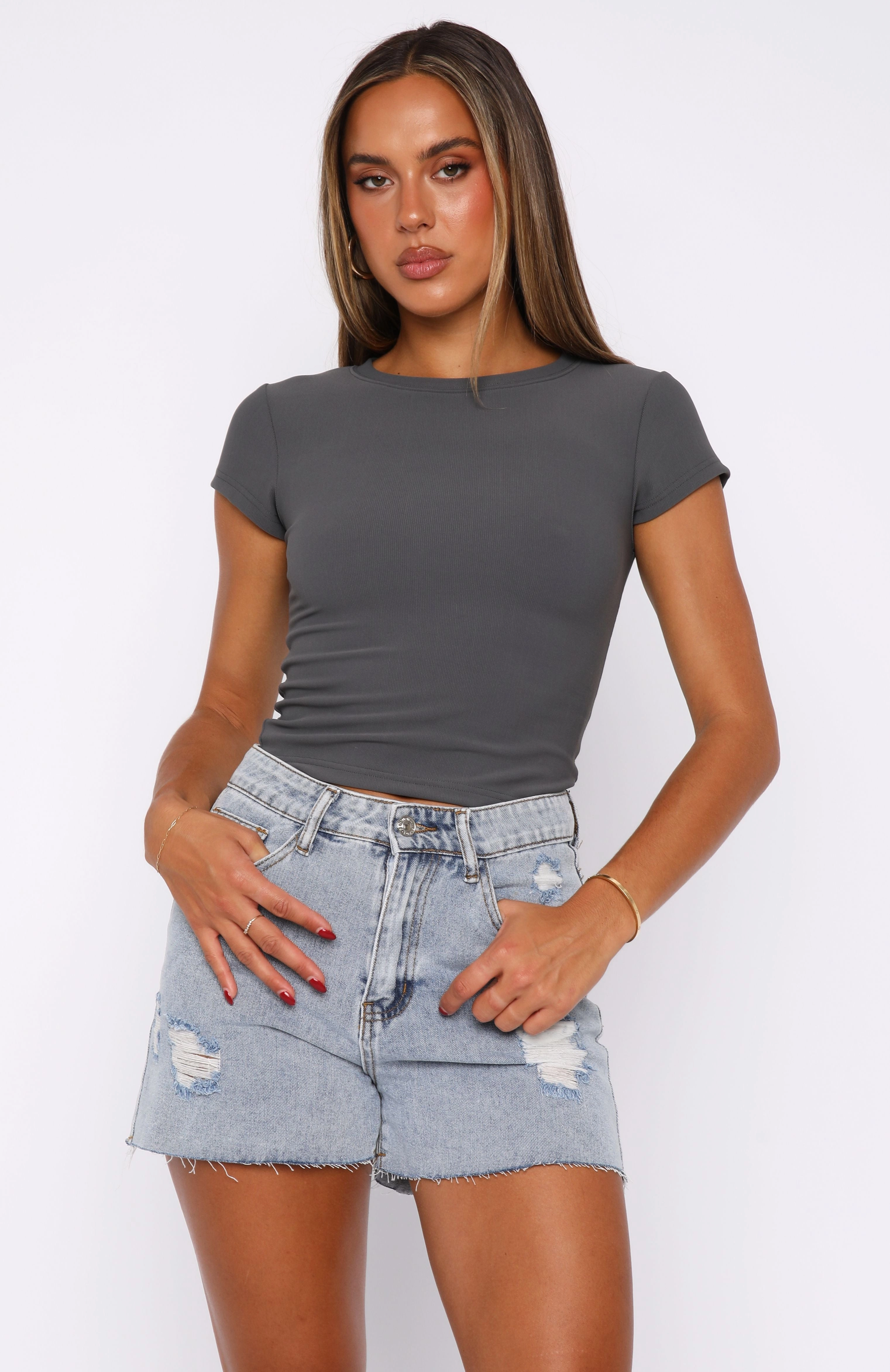 Performance Ready Vera Denim Shorts Light Blue