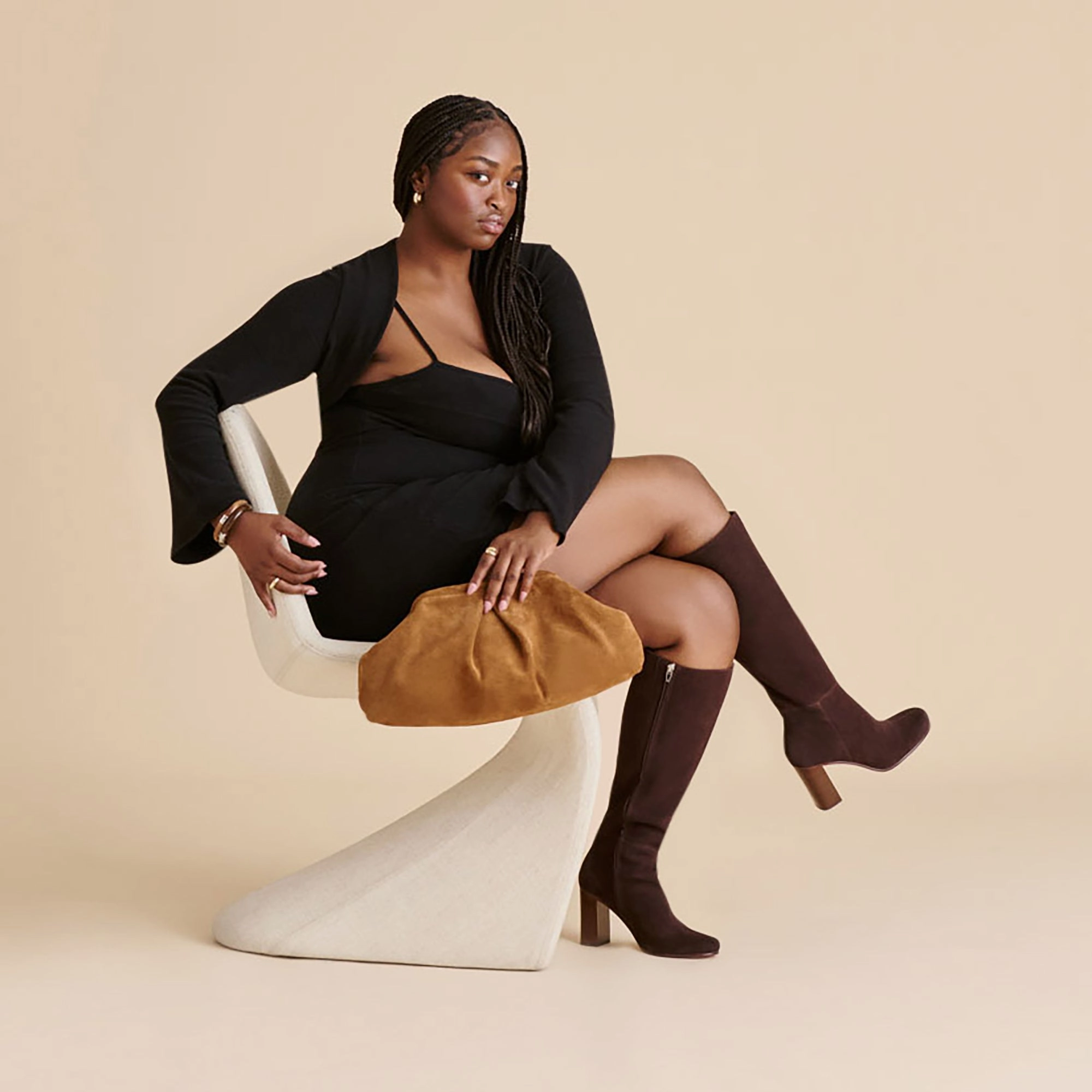 HUDSIN WIDE CALF BOOTS MAHOGANY SUEDE Wool blend