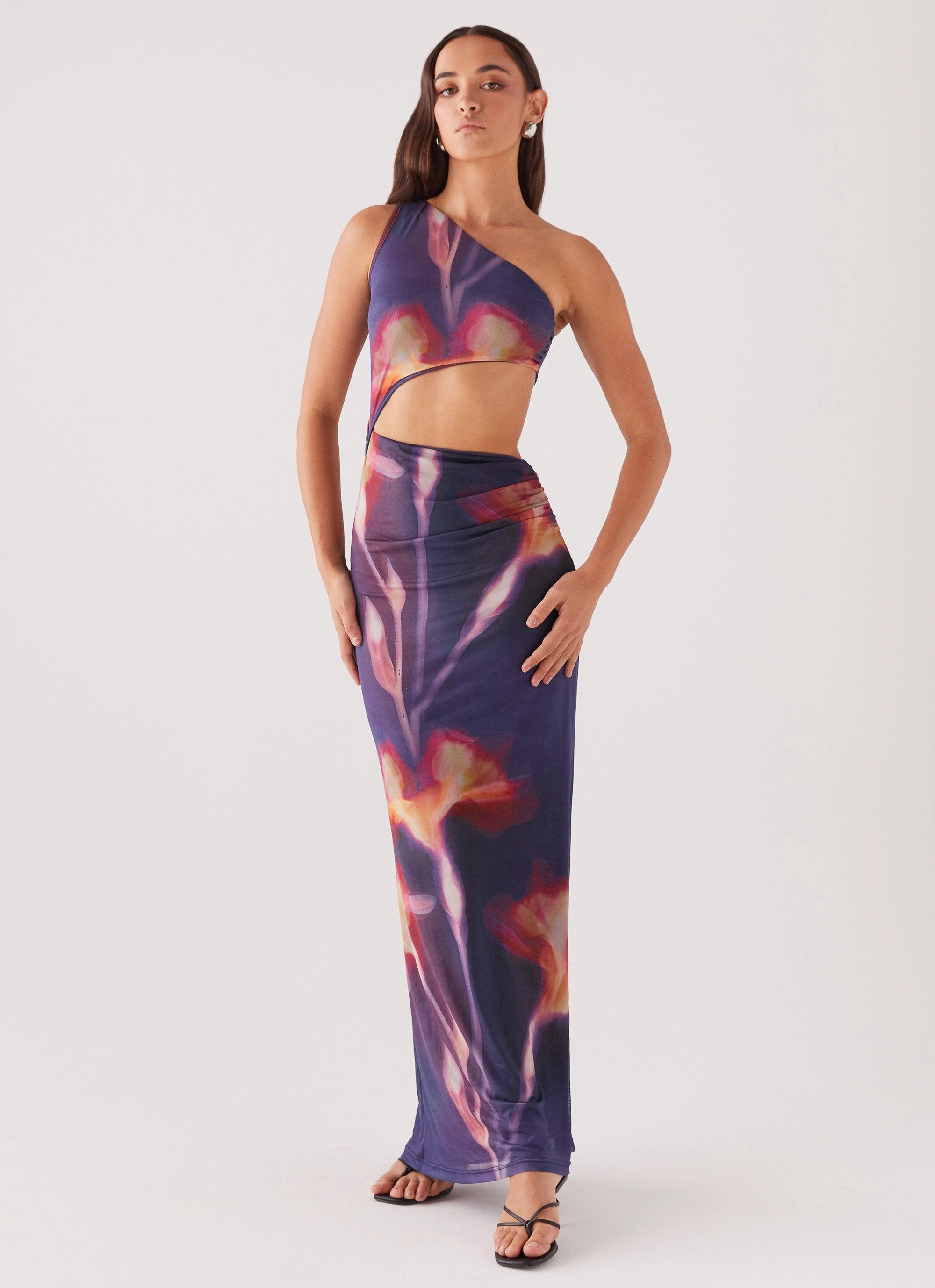 Cafe Vibe UVProtectiveLayer Shadows In The Sun Mesh Maxi Dress - Ember Rose