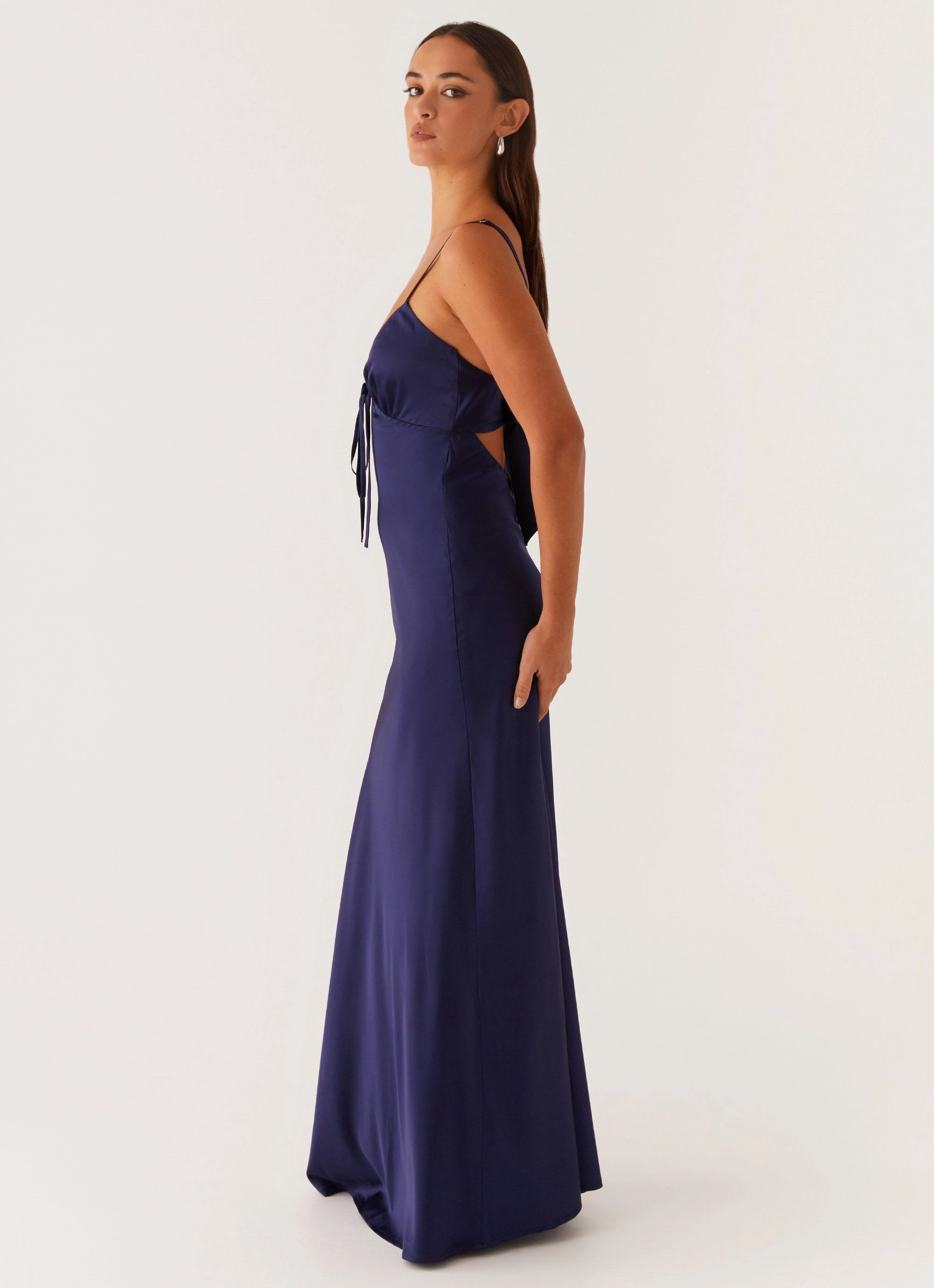 Flora Satin Maxi Dress - Navy Light Comfort